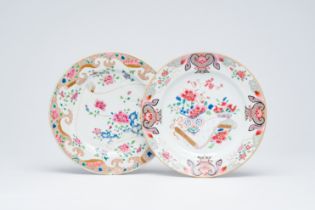 Two Chinese famille rose 'scroll' dishes, Yongzheng/Qianlong