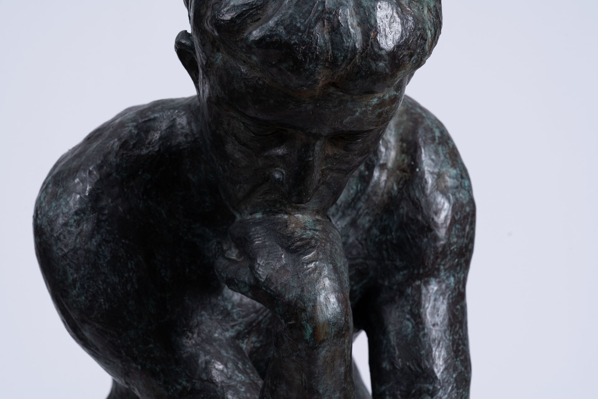 Auguste Rodin (1840-1917, after): The thinker, bronze with green marbled patina, 20th C. - Image 7 of 7