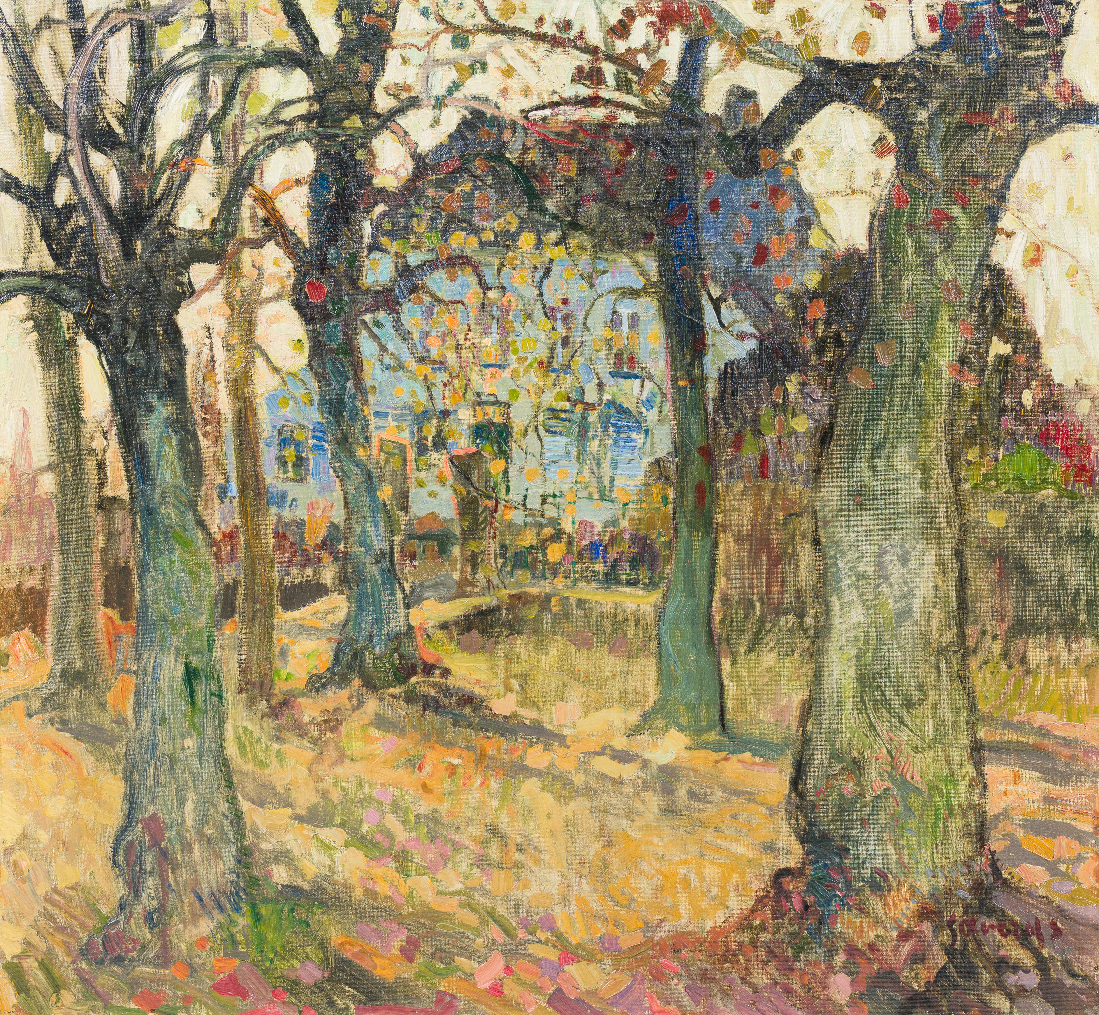Albert Saverys (1886-1964): Presbytery in Bachte-Maria-Leerne, oil on canvas