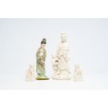 Four Chinese blanc de Chine and famille verte figures, Kangxi and later