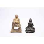 Two Chinese bronze sculptures of Buddha and Guanyin, 19th C.