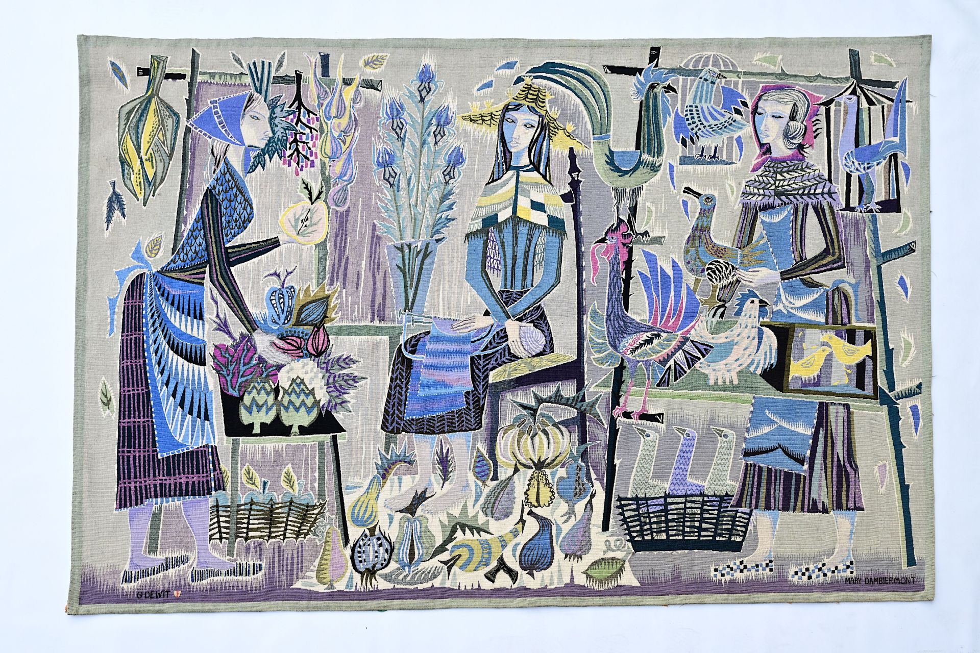 Mary Dambiermont (1932-1983): The three graces of rural life, wall tapestry, Koninklijke Manufactuur - Bild 2 aus 9