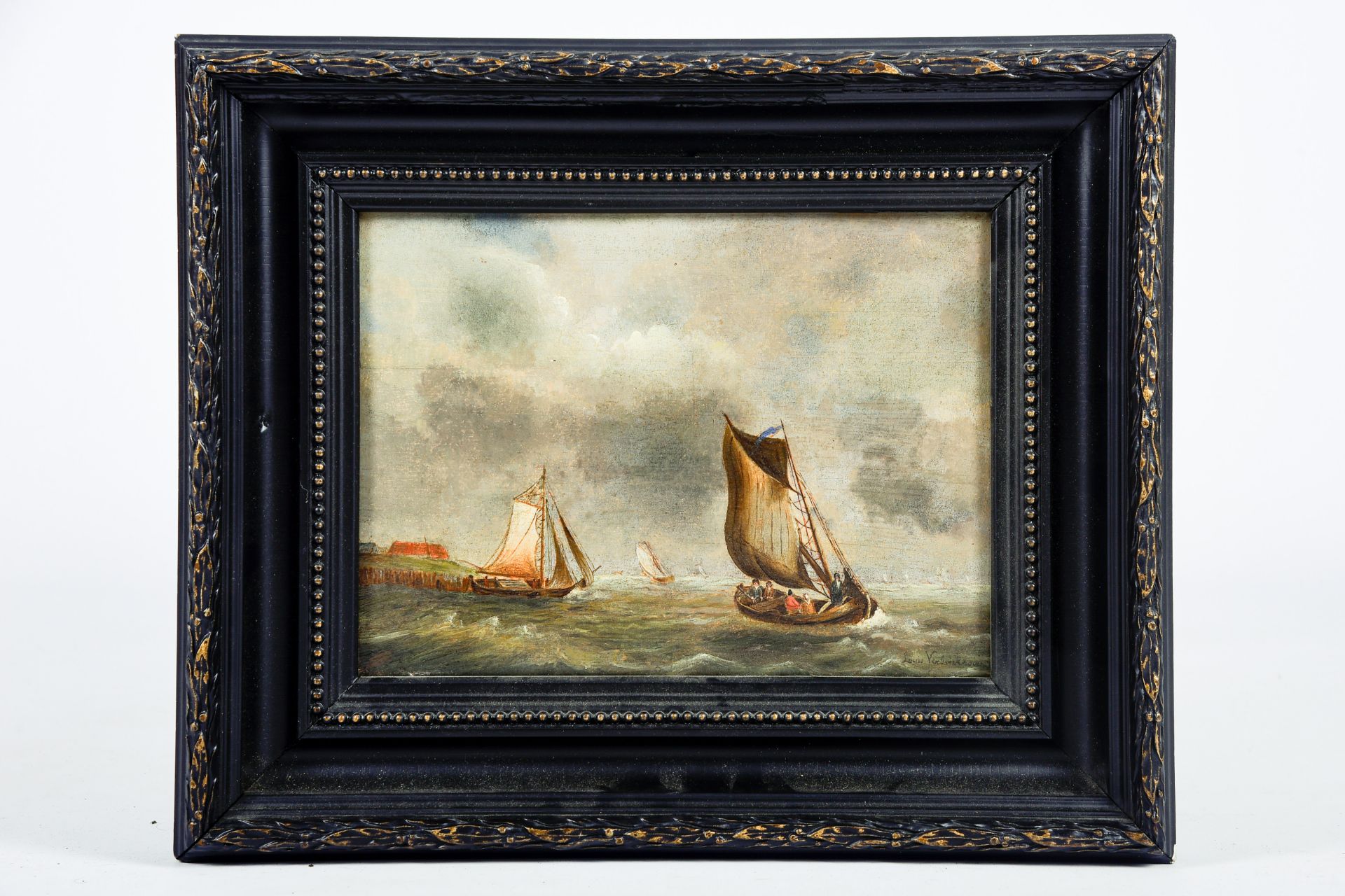 Louis Verboeckhoven (1870-?, in the manner of): Marine, oil on panel - Bild 2 aus 4