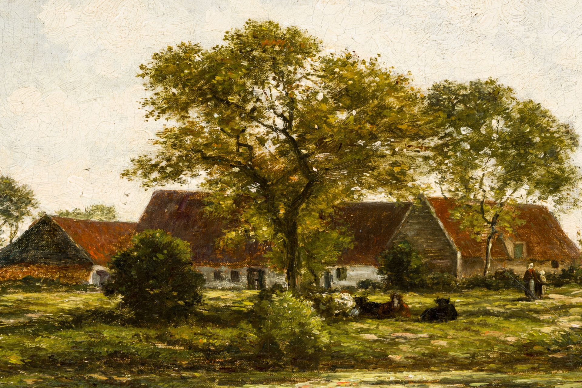 Johan Nicolaas (Jan) van Lokhorst (1837-1893): Animated landscape with a farm, oil on canvas - Image 5 of 5