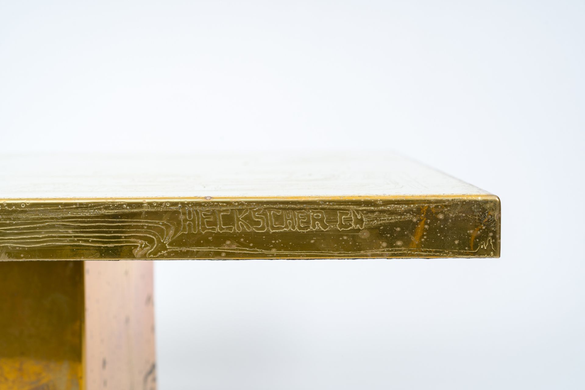 Christian Heckscher (1951): A design coffee table with an etched brass table top, 1970's/1980's - Image 6 of 9