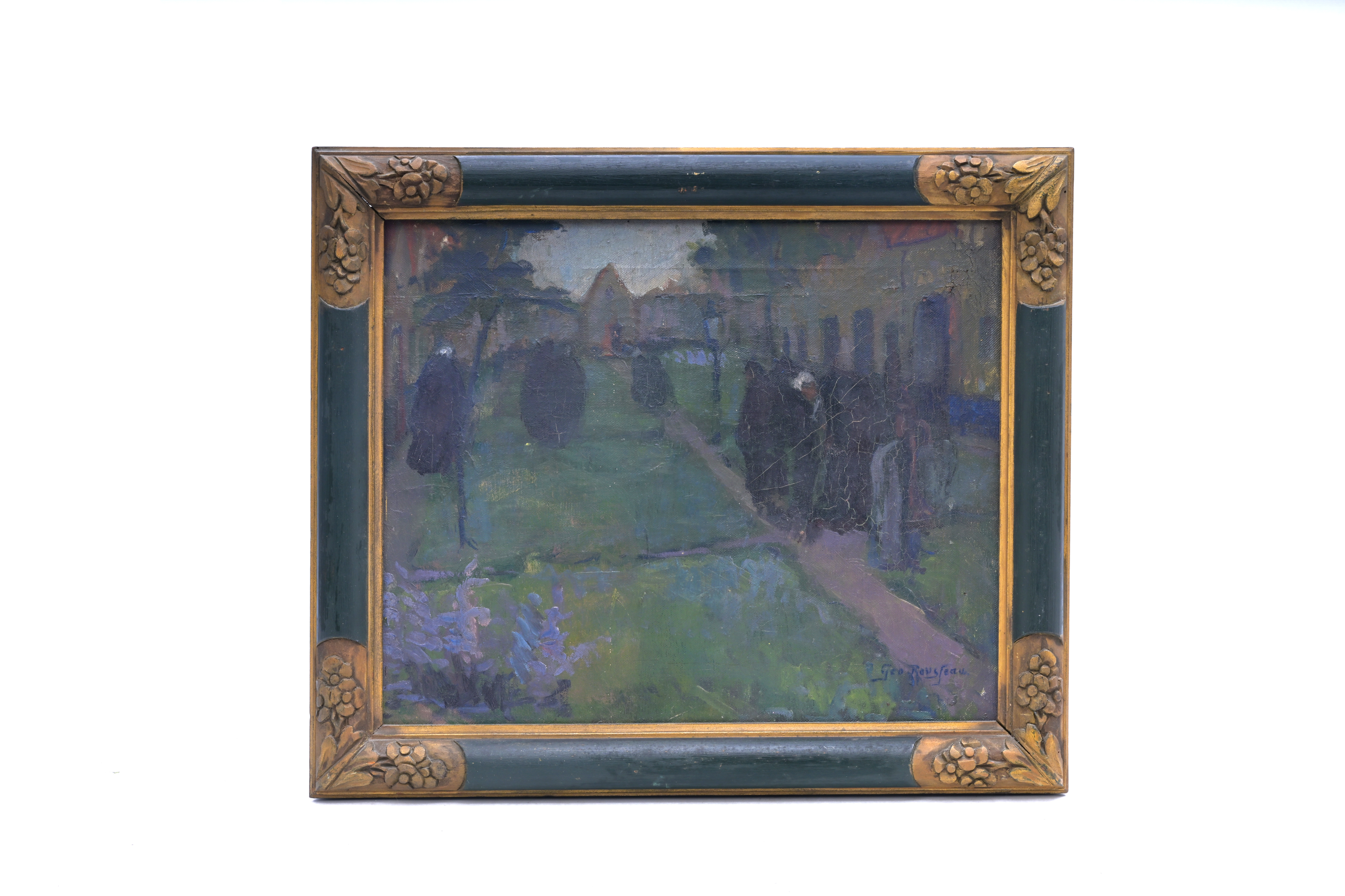 GÃ©o Rousseau (1901-1942): 'Cour a Hotel-Dieu', oil on canvas - Image 2 of 6