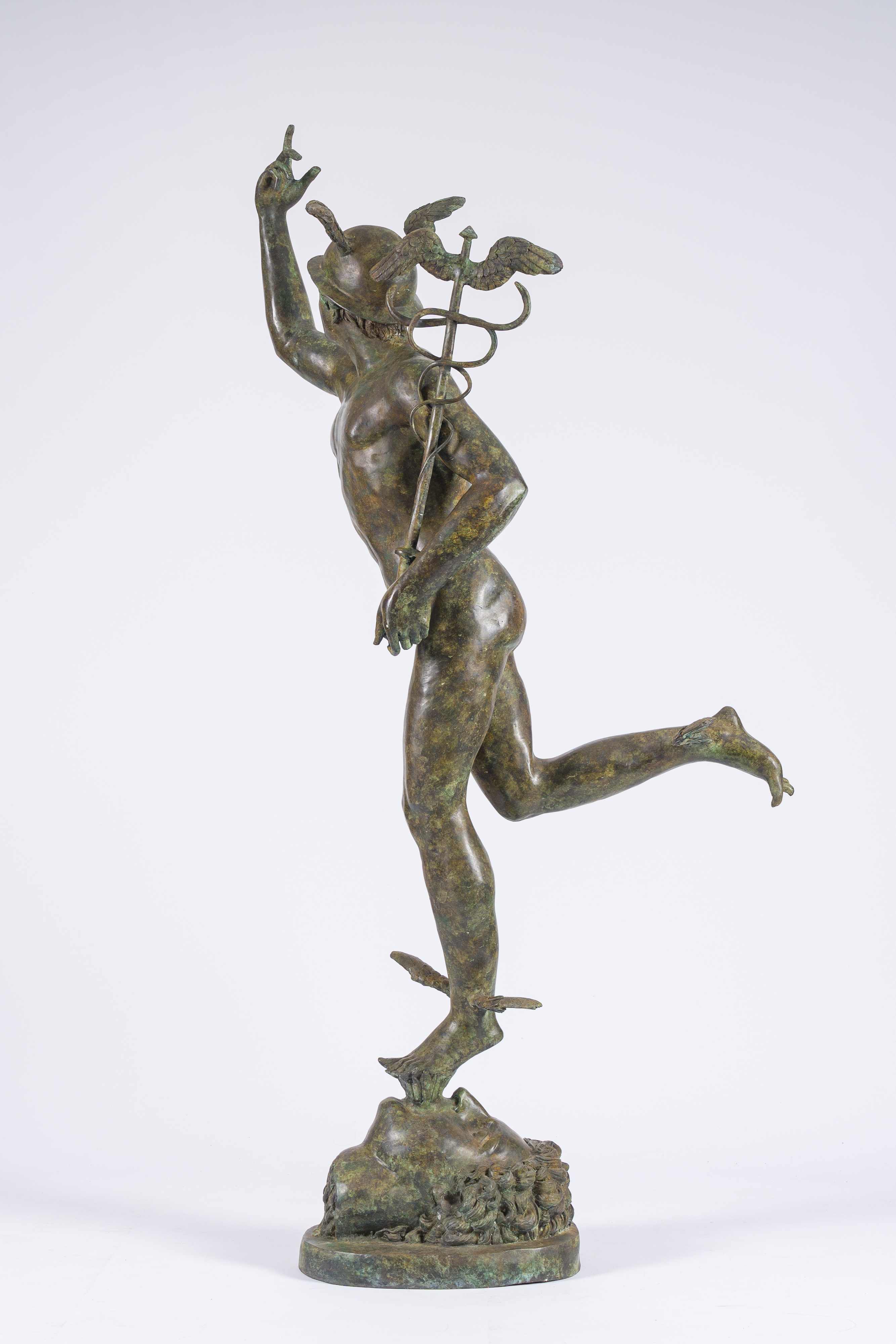 Giambologna (1529-1608, after): A life size Mercury, green patinated bronze, 20th C. - Image 4 of 8