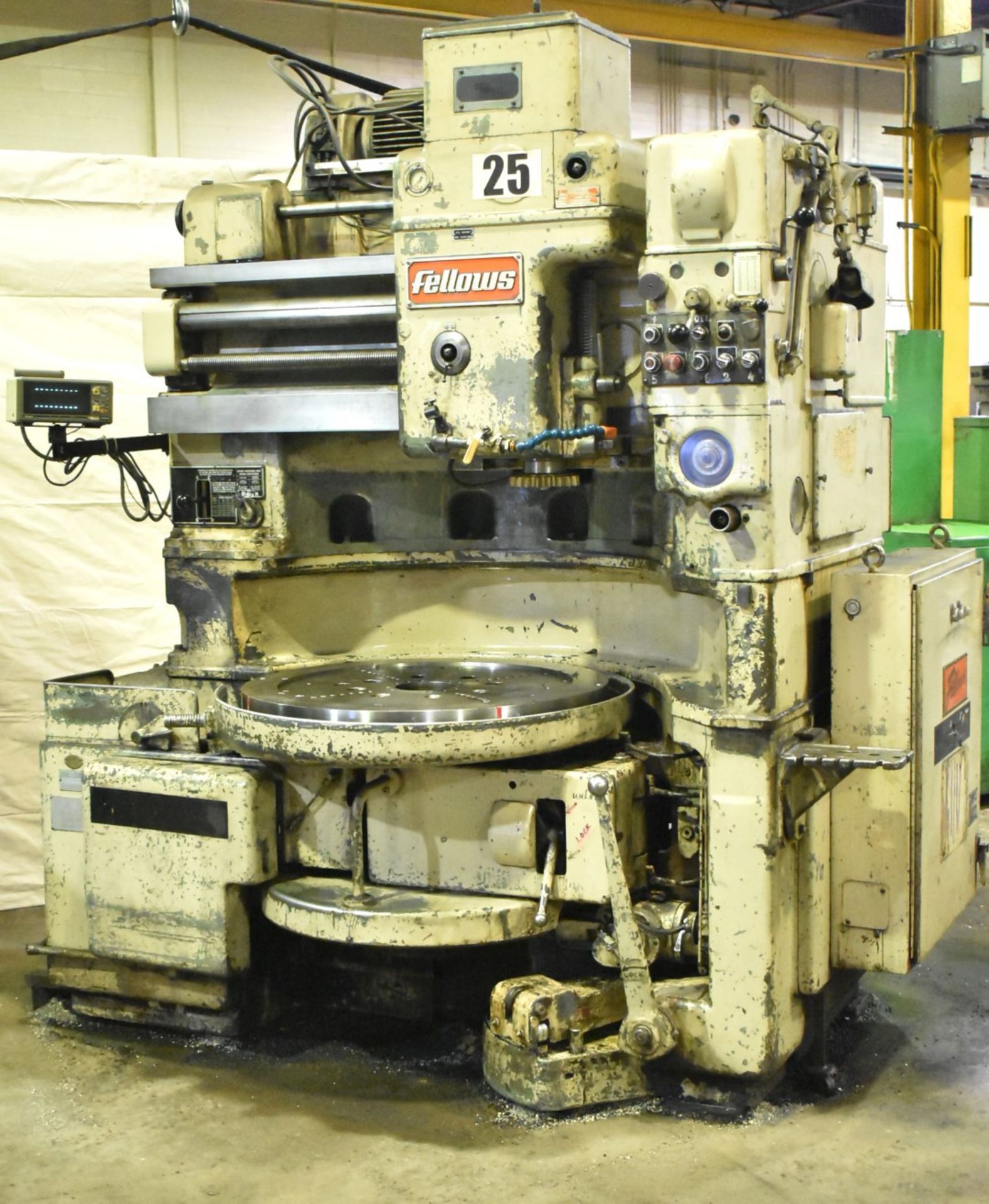 FELLOWS 36 VERTICAL GEAR SHAPER WITH 35" DIAMETER TABLE, APPROX. 20" MAX. DISTANCE SPINDLE NOSE TO