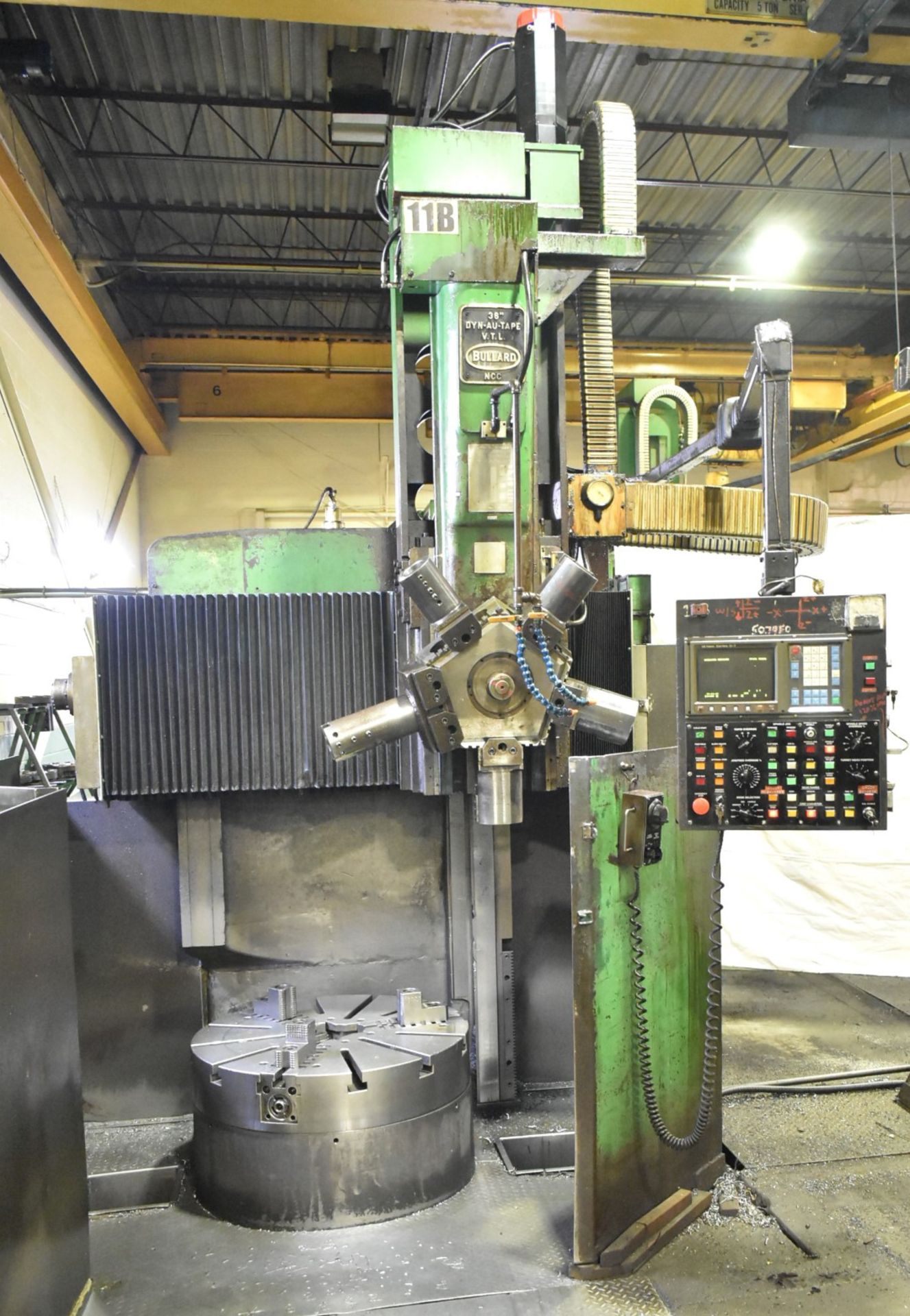 BULLARD 36" DYN-AU-TAPE CNC VERTICAL TURRET LATHE WITH FANUC SERIES 0-T CNC CONTROL, 48" SWING,