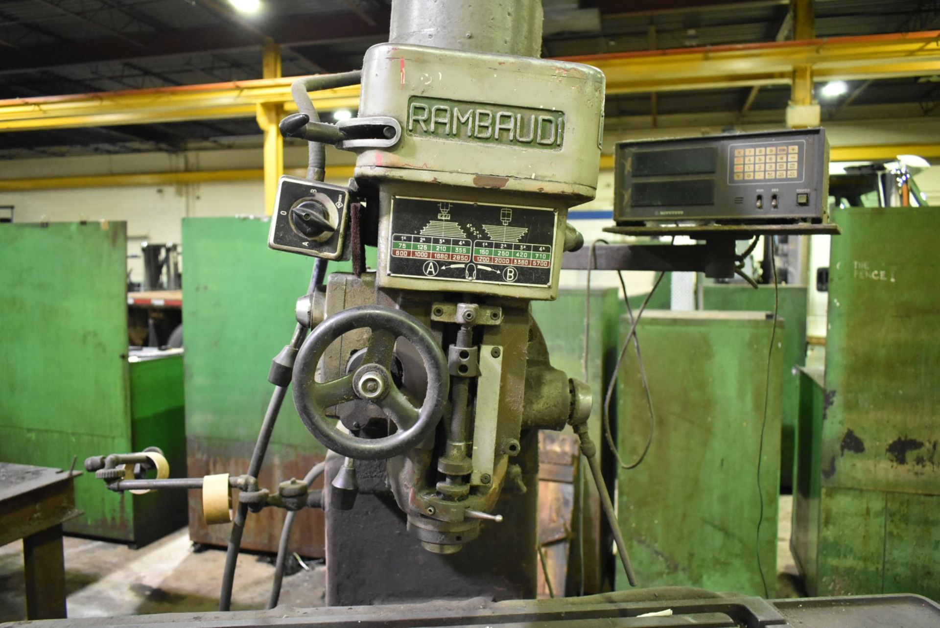 RAMBAUDI V2 VERTICAL MILLING MACHINE WITH 12"X42" TABLE, SPEEDS TO 5100 RPM, MITUTOYO 2-AXIS DRO, - Image 5 of 6