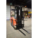 TOYOTA (2017) 8BNCU20 STAND ON ELECTRIC FORKLIFT WITH, 4,000LBS CAPACITY, 36V BATTERY, 276.5" MAX