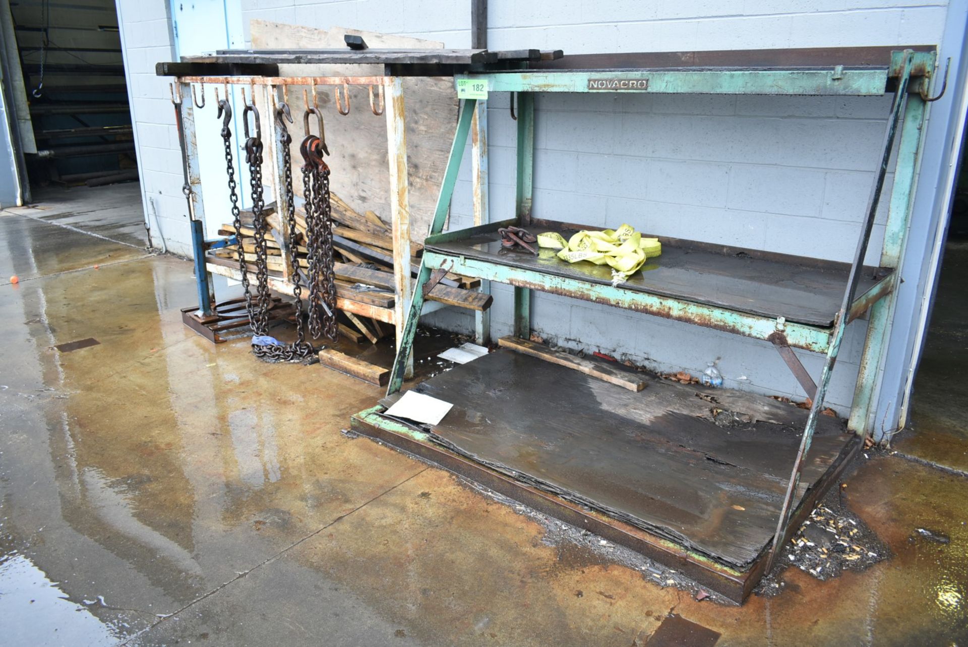 LOT/ (2) STEEL RACKS WITH CHAINS