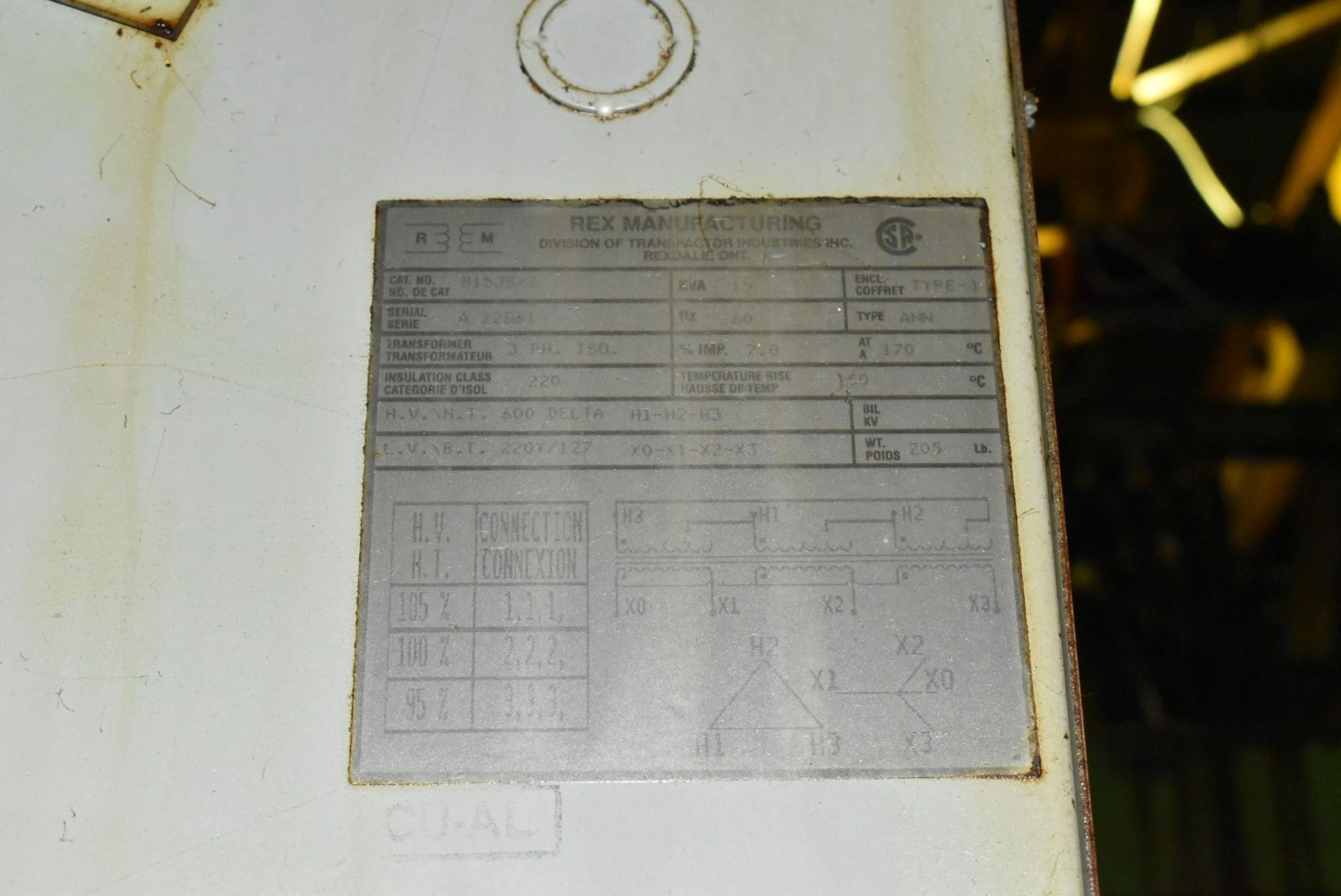 15KVA TRANSFORMER (CI) [RIGGING FEE FOR LOT#19 - $85 USD PLUS APPLICABLE TAXES] - Image 2 of 2