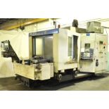 KIA KH50G CNC TWIN PALLET HORIZONTAL MACHINING CENTER WITH FANUC SERIES 15-M CNC CONTROL, (2) 20"