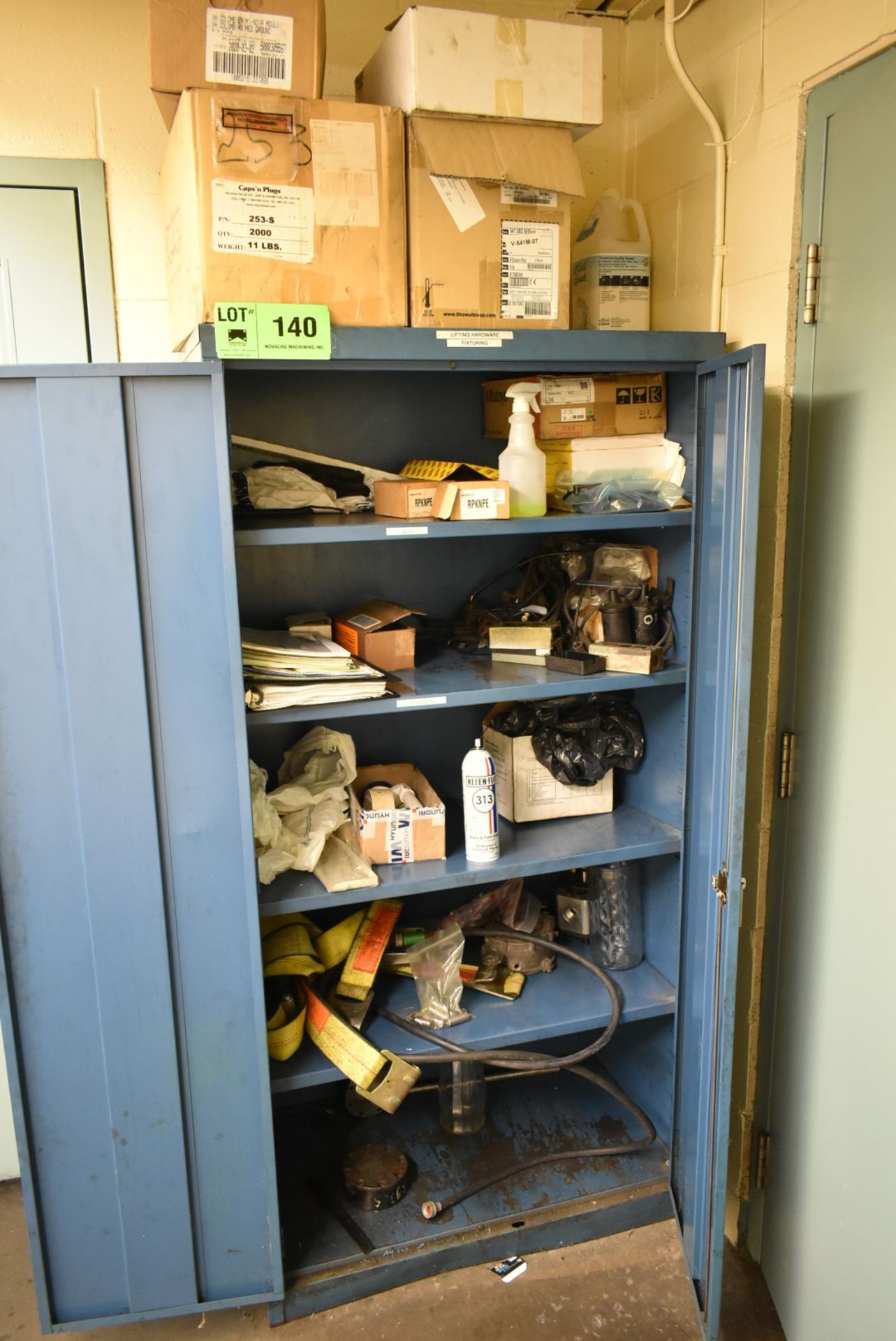 LOT/ HIGHBOY CABINET WITH PARTS AND CONSUMABLES [RIGGING FEE FOR LOT#140 - $25 USD PLUS APPLICABLE