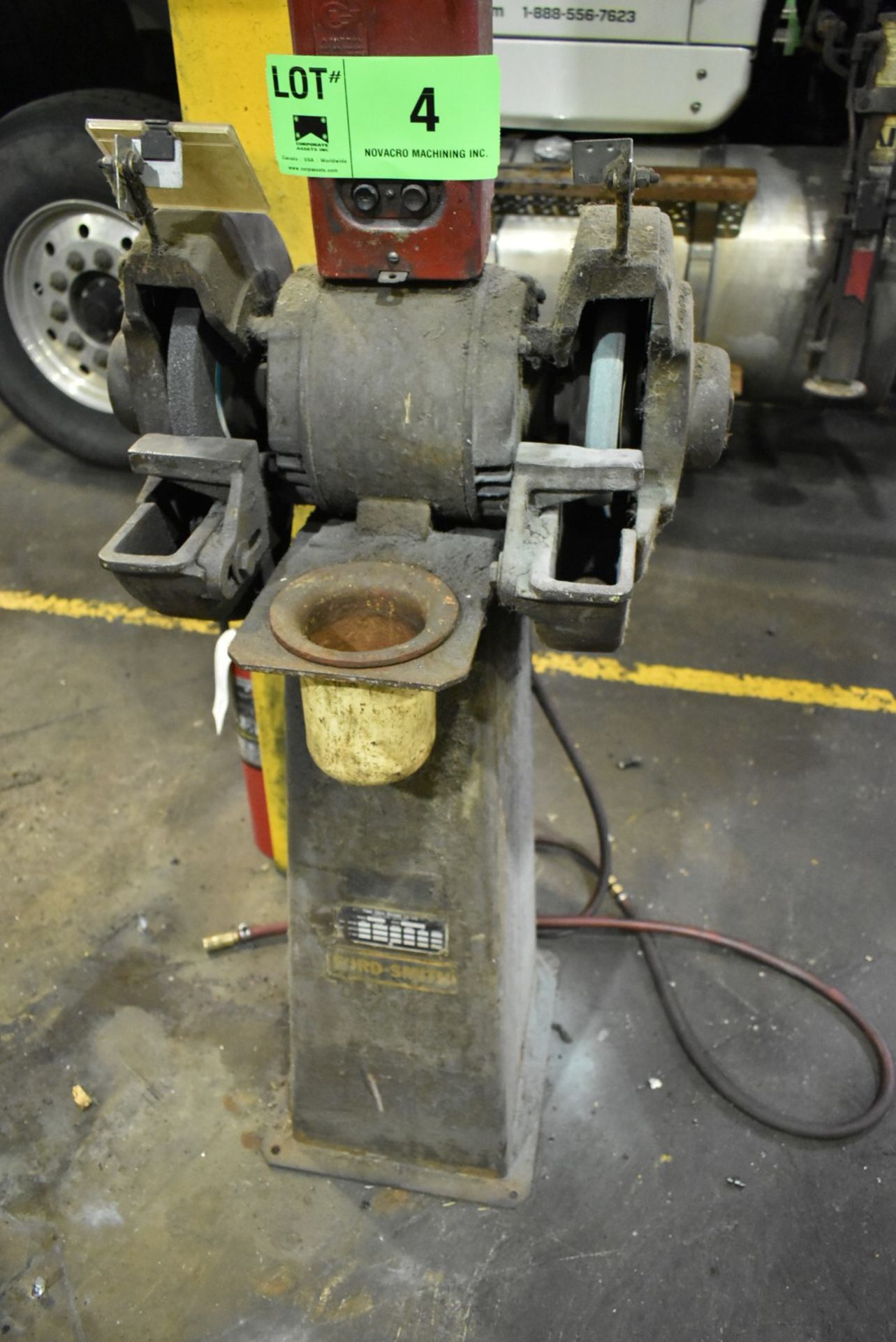 FORD-SMITH MODEL 40 10" DOUBLE END PEDESTAL GRINDER WITH SPEEDS TO 1725 RPM, S/N: 66412 (CI)