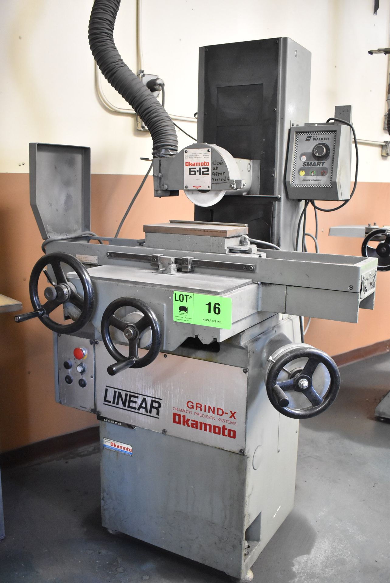 OKAMOTO L6-12B CONVENTIONAL SURFACE GRINDER WITH 6"X12" ELECTROMAGNETIC CHUCK, SPEEDS TO 3450 RPM,