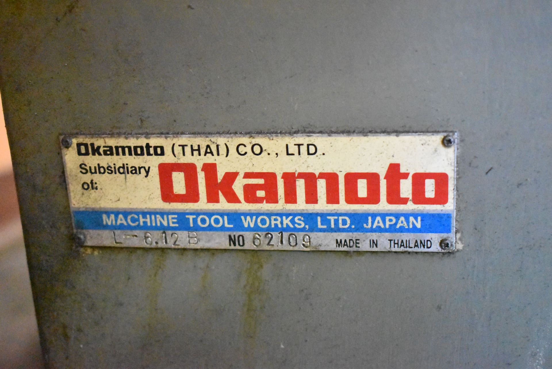 OKAMOTO L6-12B CONVENTIONAL SURFACE GRINDER WITH 6"X12" ELECTROMAGNETIC CHUCK, SPEEDS TO 3450 RPM, - Image 7 of 7