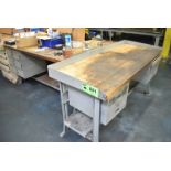 LOT/ (3) WOOD TOP WORK BENCHES (CONTENTS NOT INCLUDED)