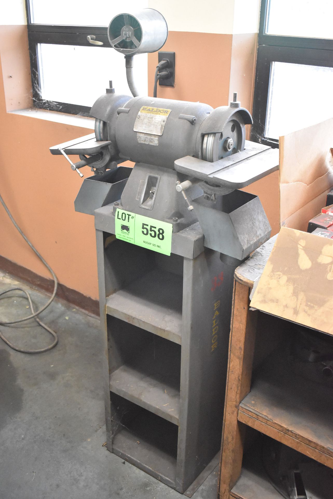 BALDOR 522 DOUBLE END PEDESTAL GRINDER WITH 1/2 HP, 3600 RPM, S/N: A-738-343