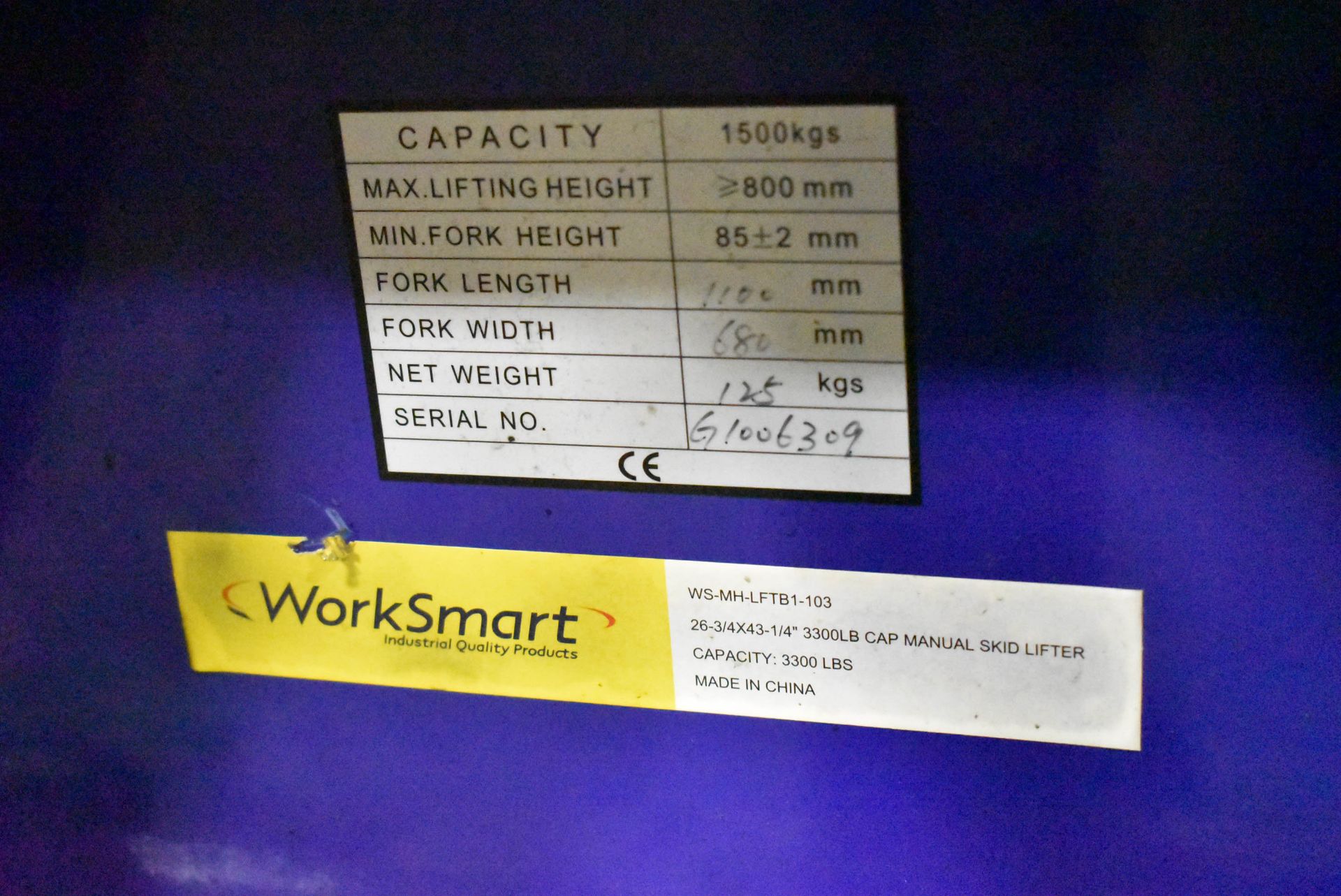 WORK SMART 3,300 LB. CAPACITY HIGH LIFT PALLET JACK - Image 4 of 4
