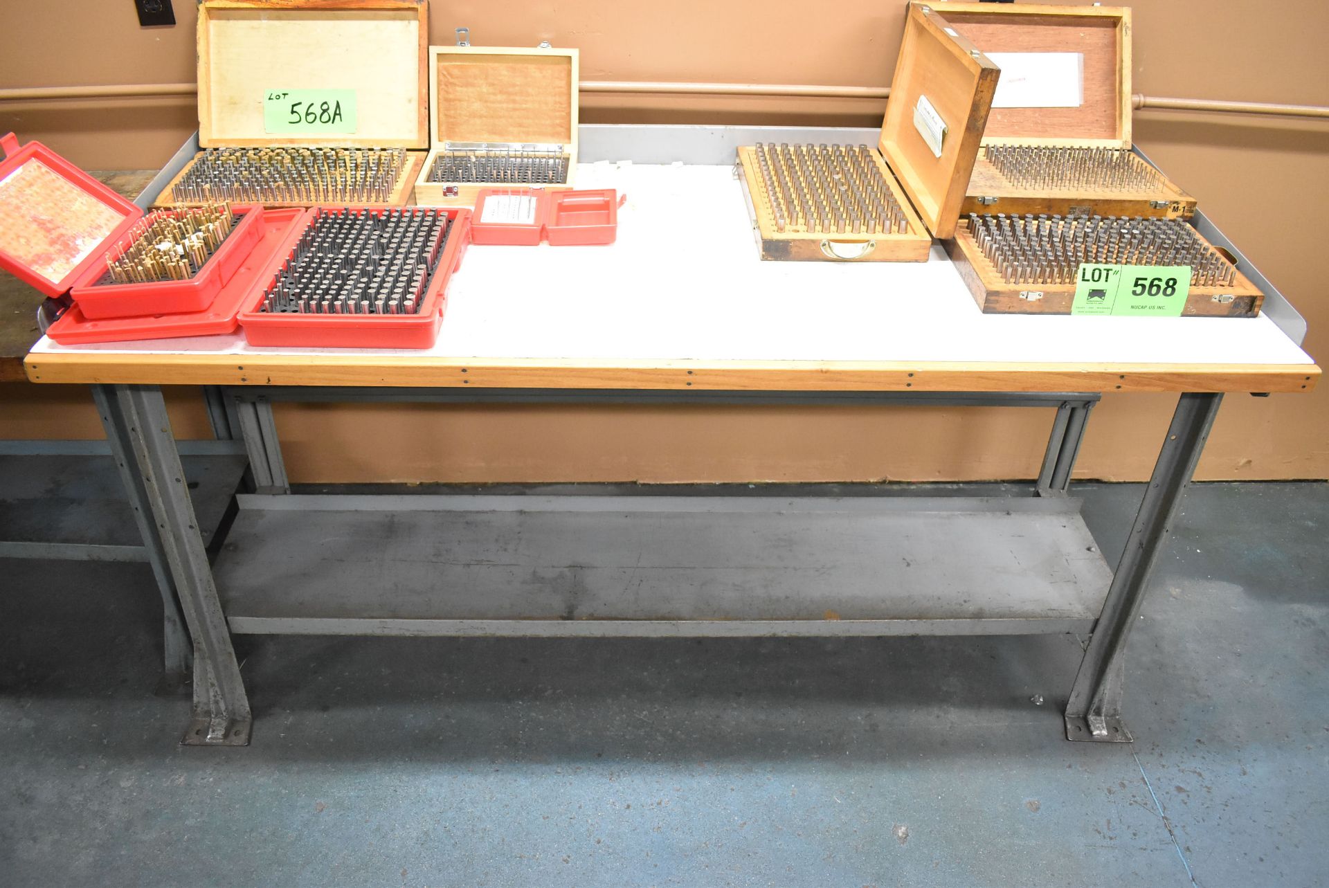 LOT/ (2) WOOD TOP WORK BENCHES WITH GRANITE PLATE & STOOL (CONTENTS NOT INCLUDED) (DELAYED DELIVERY) - Image 4 of 4