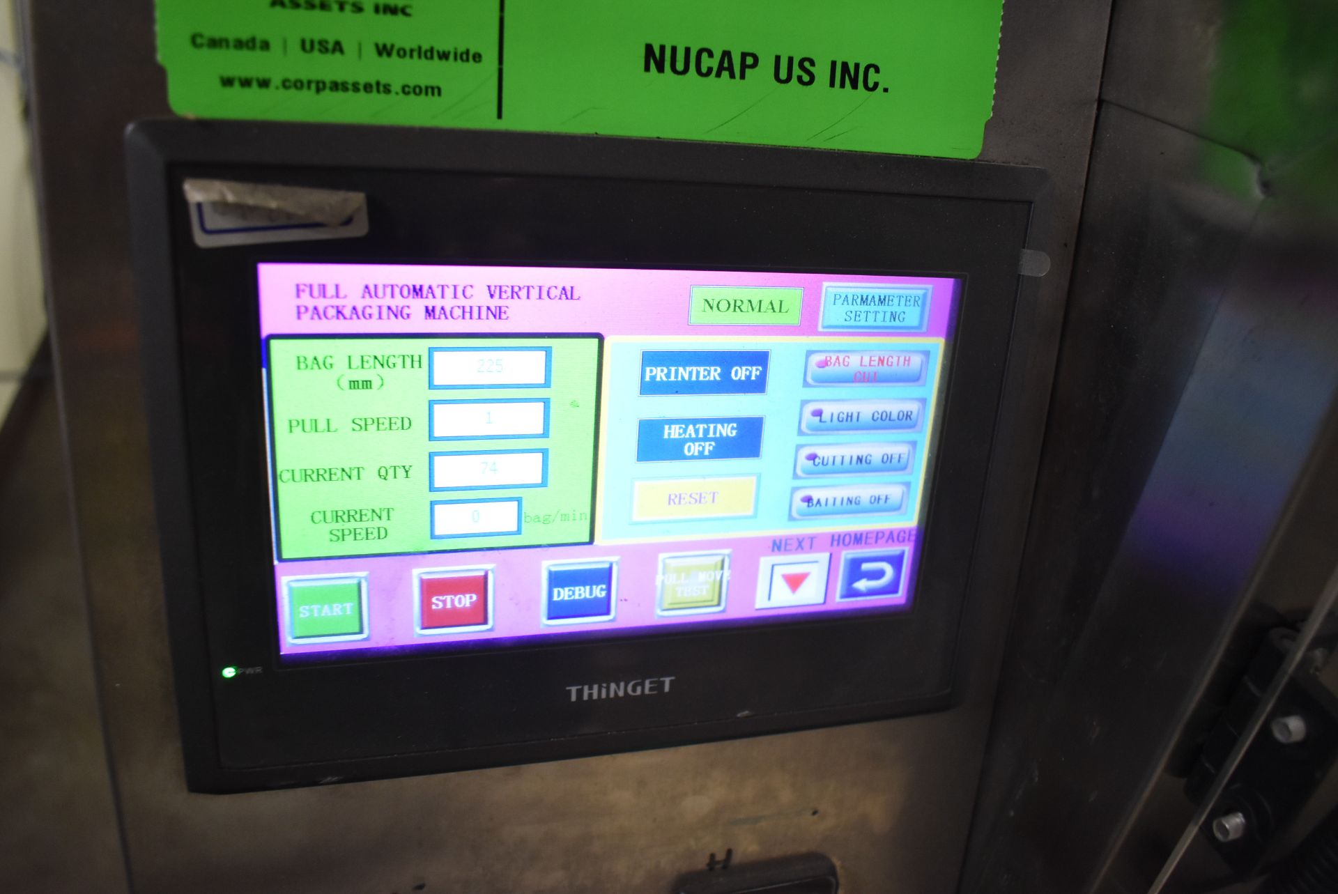 MFG. UNKNOWN STAINLESS STEEL AUTOMATIC BAGGING MACHINE WITH THINGET TOUCH SCREEN CONTROL, S/N: N/ - Image 5 of 9