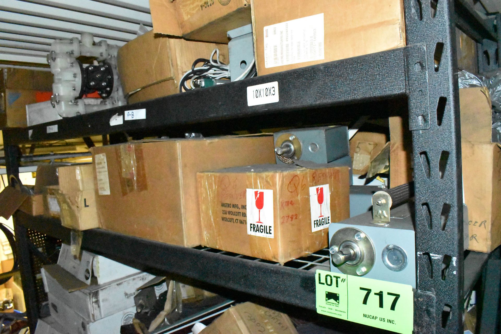 LOT/ ADJUSTABLE RACKS WITH CONTENTS - INCLUDING SPARE PARTS, ELECTRICAL COMPONENTS, SHUT OFF - Image 2 of 11