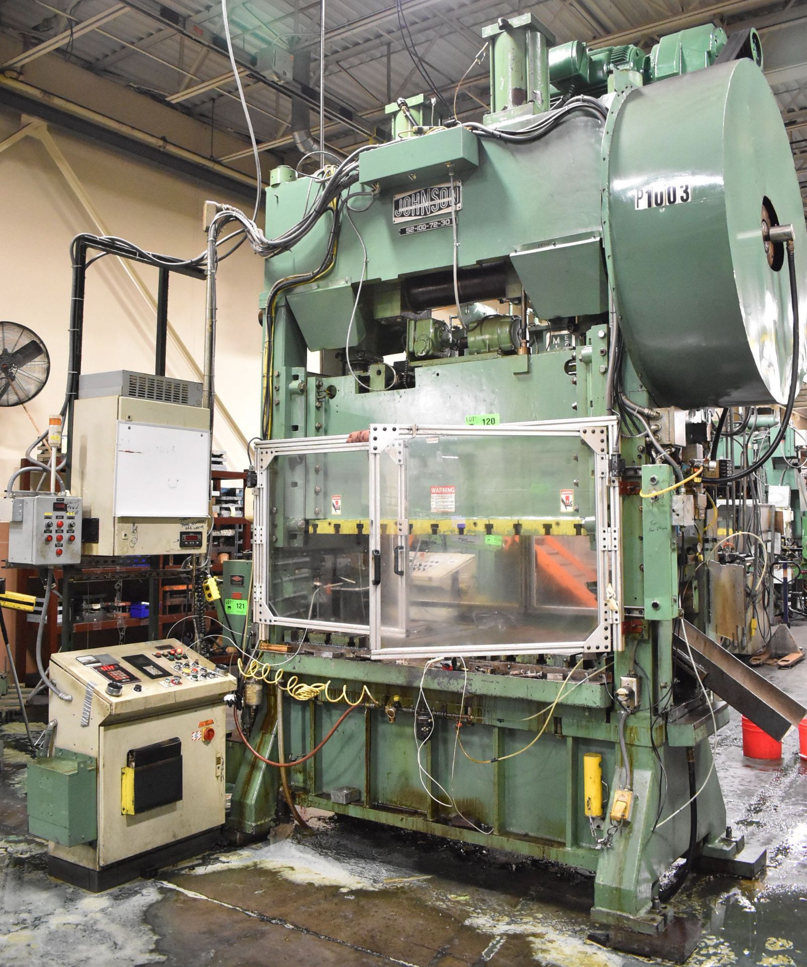 JOHNSON S2-100-72-30 100 TON CAPACITY MECHANICAL STRAIGHT SIDE STAMPING PRESS WITH AMETEK GEMCO