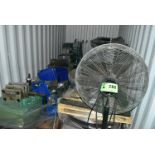 LOT/ REMAINING CONTENTS OF CONTAINER - INCLUDING SHOP FAN, WRIGHT HOIST WITH TROLLEY, ELECTRICAL