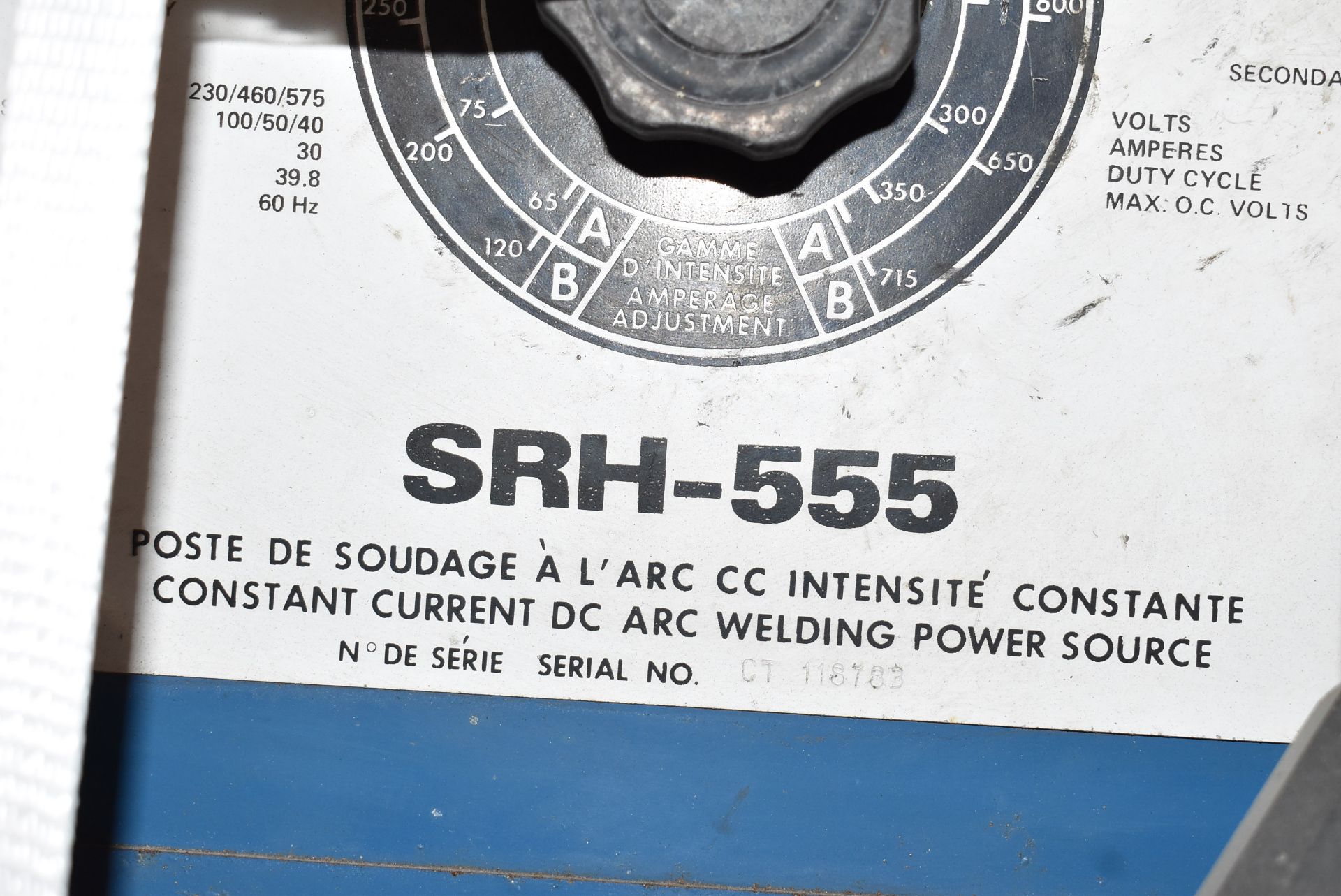 MILLER SRH-555 CONSTANT CURRENT DC ARC WELDING POWER SOURCE, S/N CT 118783 (CMD-323-23S) - Image 5 of 5