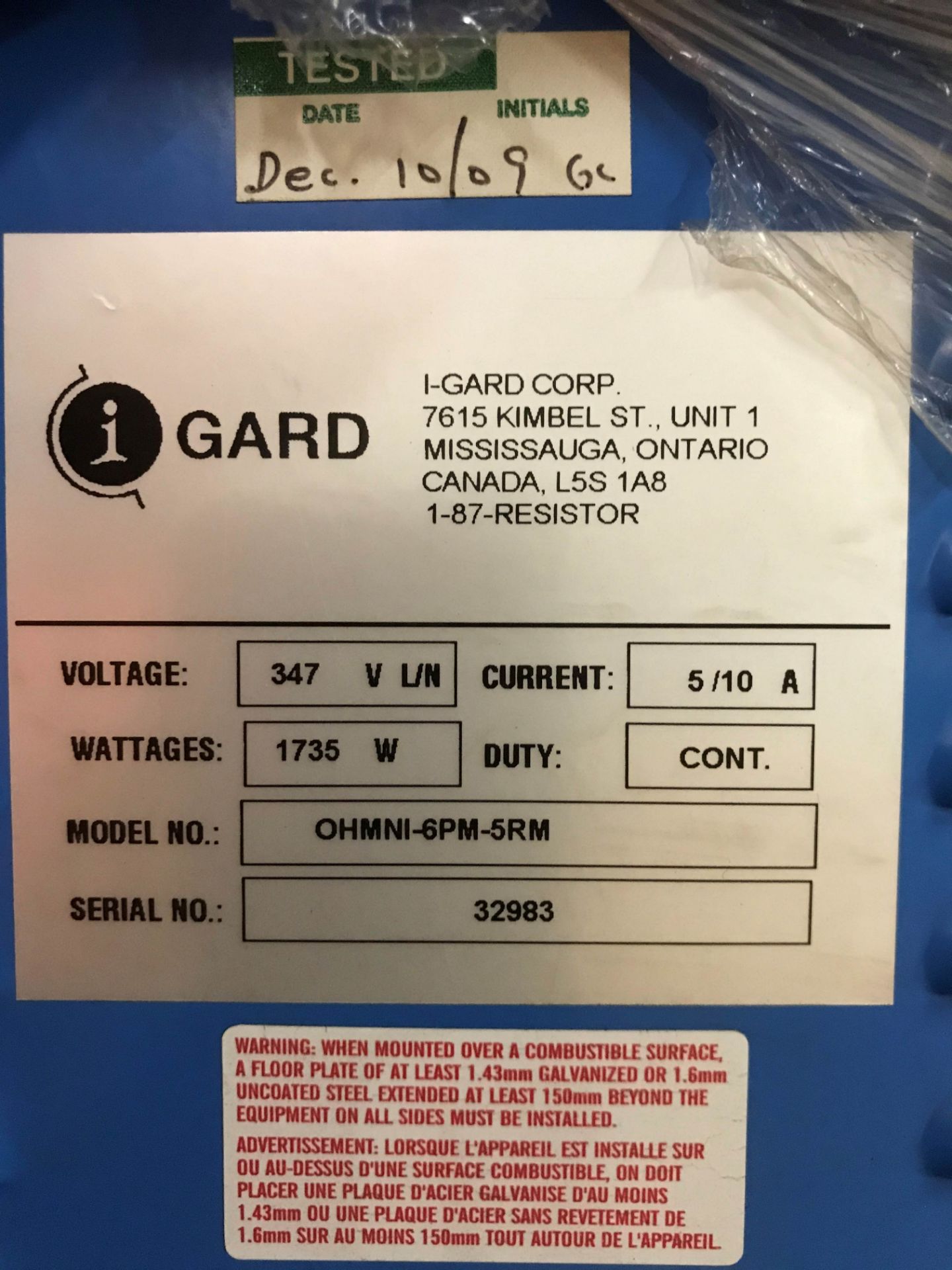 LOT/ IGARD NEUTRAL GROUND RESISTOR, 33.9 KVA TRANSFORMER/RECTIFIER POWER UNIT, S&C ELECTRIC - Image 2 of 36