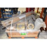 LOT/ CRATE WITH SPARE PARTS CONSISTING OF SHAFTS, IMPELLERS, SPROCKETS, PULLEYS, PLUGS & BASEBOARD