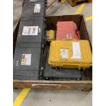 LOT/ (3) CRATES WITH CONTENTS CONSISTING OF SURVEY EQUIPMENT, LEICA TC1205 SURVEY STATIONS, BRADY