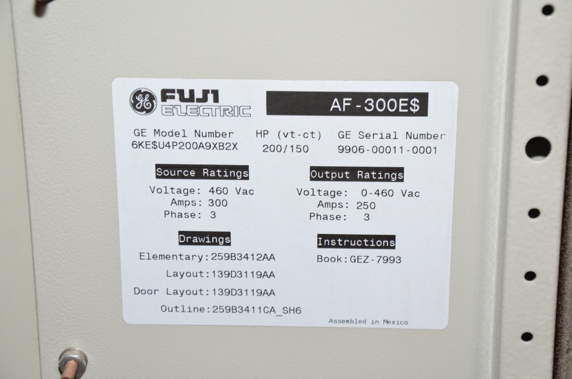 GE FUJI ELECTRIC AF-300 P11 6KP1143200X981 200 HP ADJUSTABLE SPEED DRIVE, S/N 0722-36687B0002 ( - Bild 5 aus 6