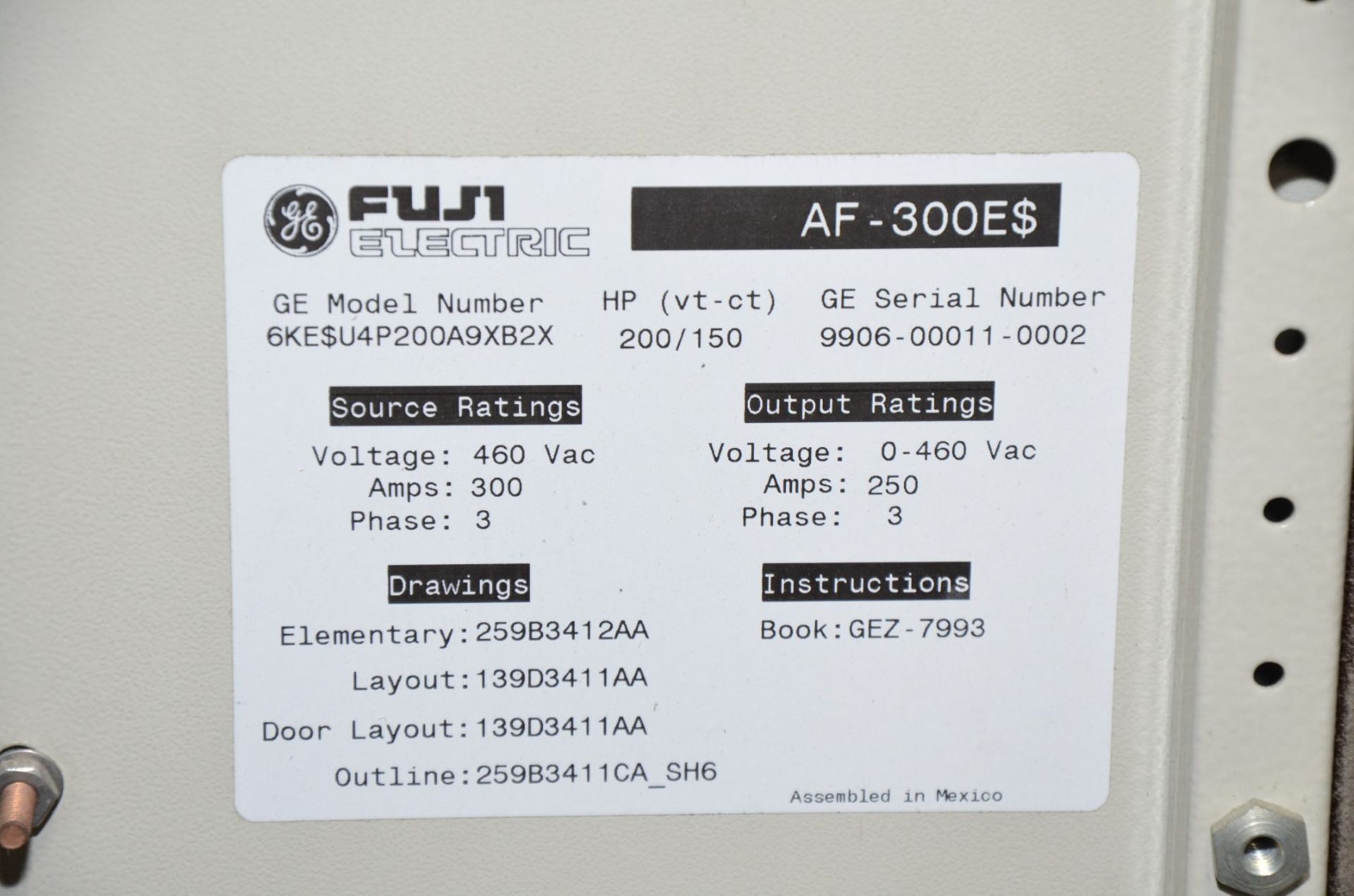 GE FRENIC FUJI ELECTRIC 5000 P11 FRN200P11S-4UX 200 HP ADJUSTABLE SPEED DRIVE, S/N W0YA315A0005NS ( - Image 5 of 6
