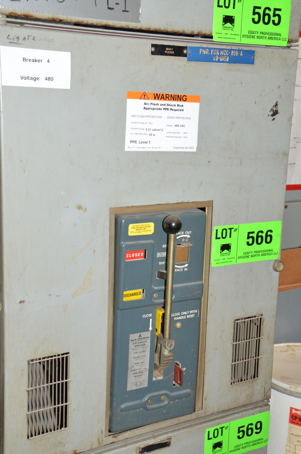 ALLIS CHALMERS BREAKER PANEL (CI) [RIGGING FEE FOR LOT #566 - $250 USD PLUS APPLICABLE TAXES]