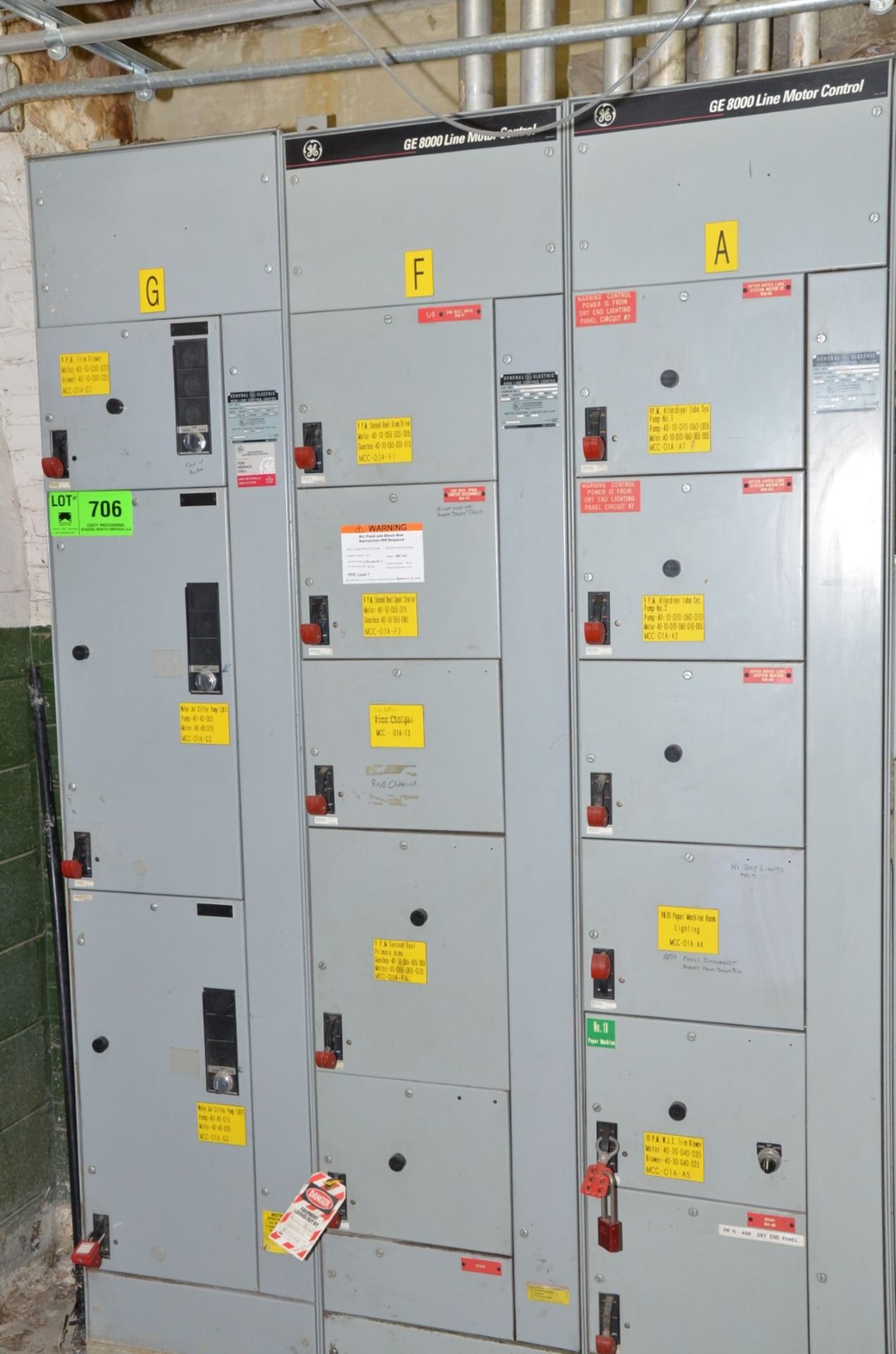 GENERAL ELECTRIC 8000 LINE CONTROL 3-BANK MCC PANEL (CI) [RIGGING FEE FOR LOT #706 - $450 USD PLUS - Image 2 of 2