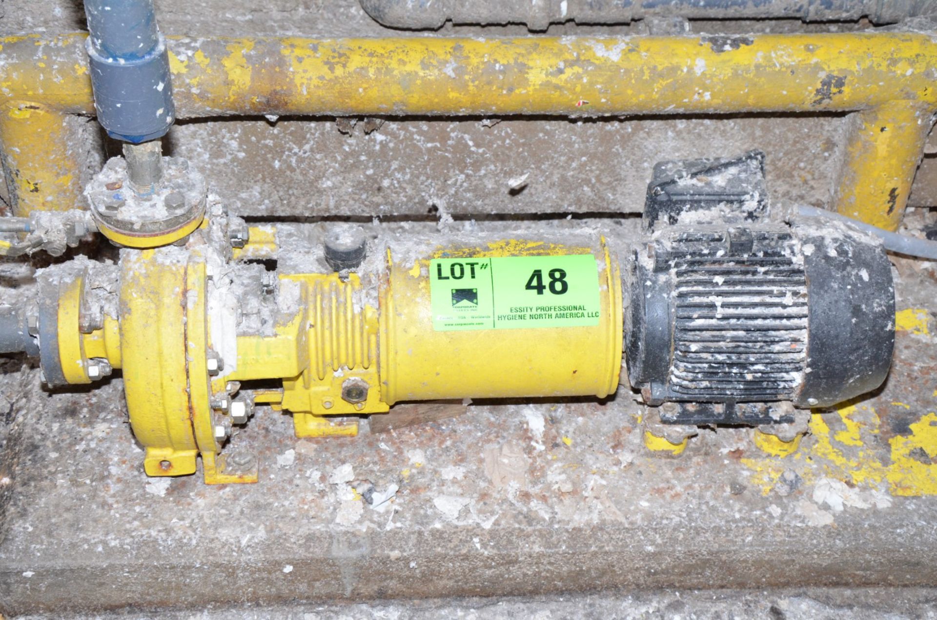 MFG UNKNOWN CENTRIFUGAL PUMP WITH ELECTRIC MOTOR, (CI) [RIGGING FEE FOR LOT #48 - $200 USD PLUS