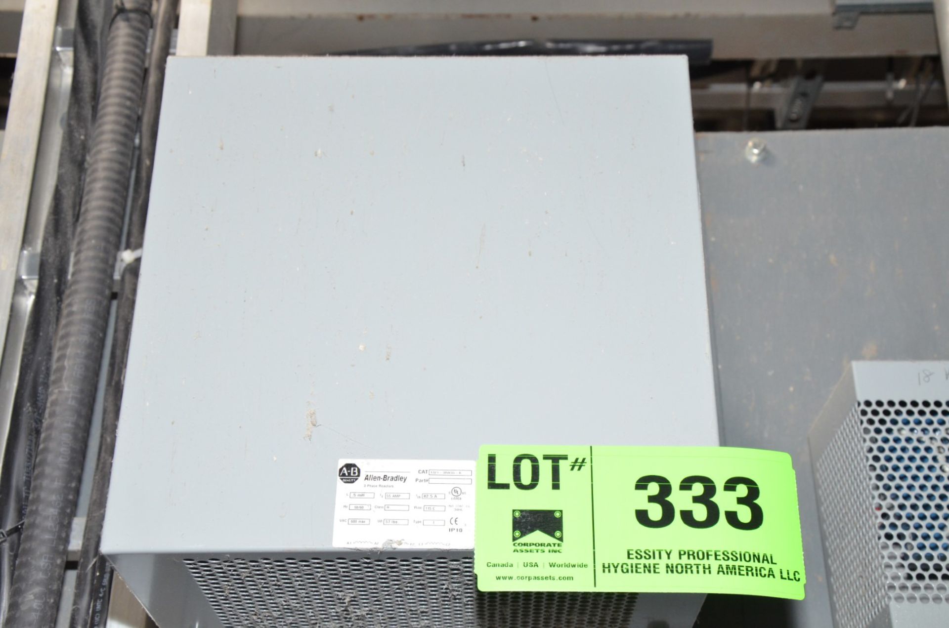 ALLEN BRADLEY 55 AMP 3-PHASE REACTOR (CI) [RIGGING FEE FOR LOT #333 - $50 USD PLUS APPLICABLE