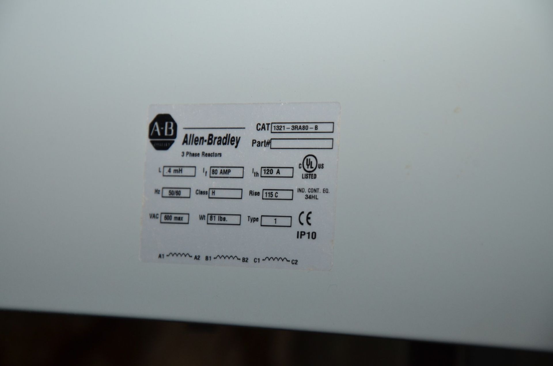 ALLEN BRADLEY 80 AMP 3-PHASE REACTOR (CI) [RIGGING FEE FOR LOT #135 - $100 USD PLUS APPLICABLE - Image 2 of 2