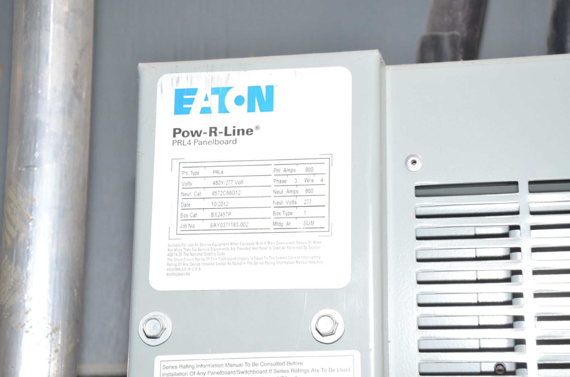 EATON POW-R-LINE BREAKER PANEL (CI) [RIGGING FEE FOR LOT #321 - $150 USD PLUS APPLICABLE TAXES] - Image 3 of 3