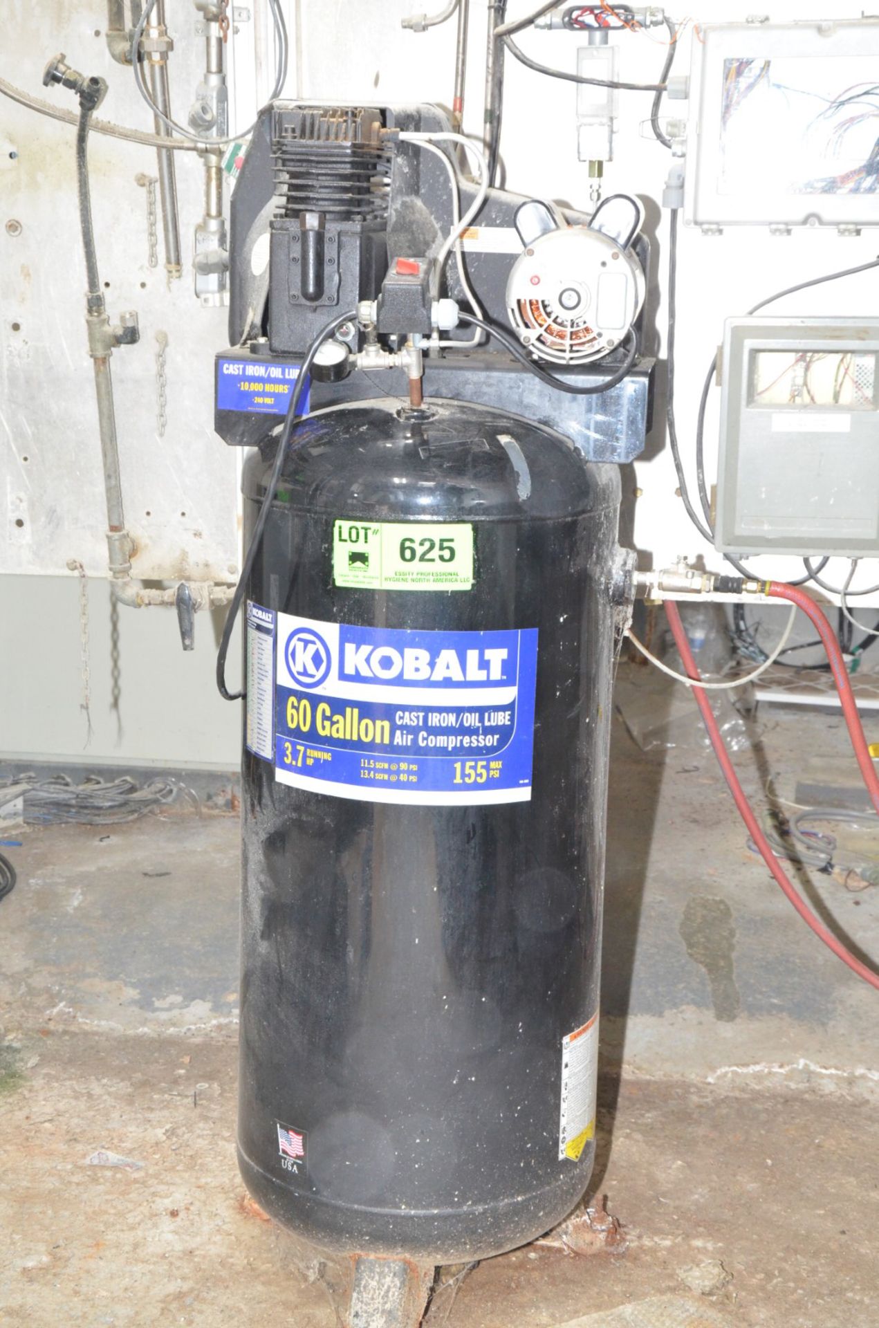 KOBALT 3.5HP, 60 GAL PISTON AIR COMPRESSOR, S/N N/A (CI) [RIGGING FEE FOR LOT #625 - $100 USD PLUS