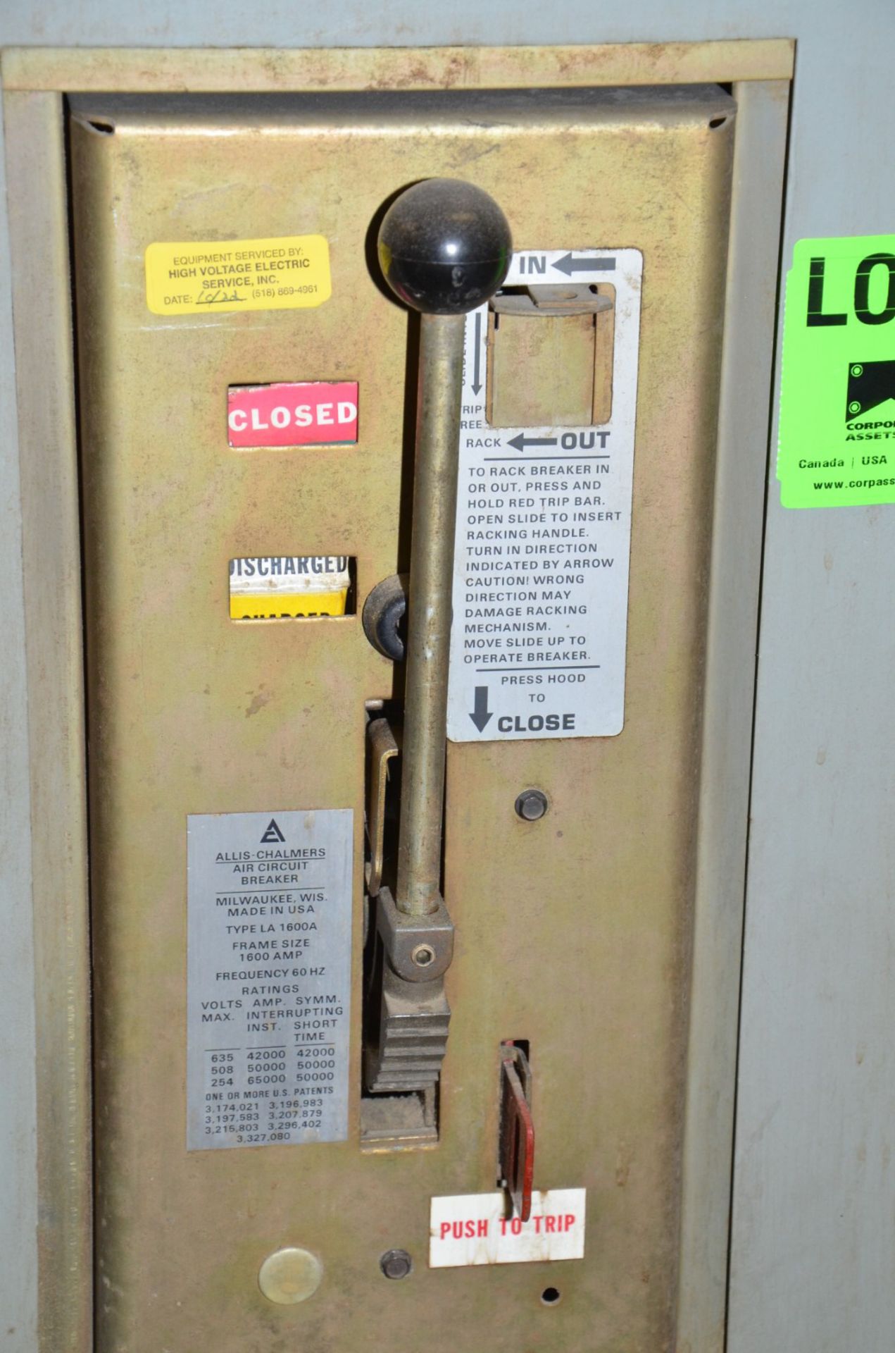 ALLIS CHALMERS BREAKER PANEL (CI) [RIGGING FEE FOR LOT #567 - $250 USD PLUS APPLICABLE TAXES] - Image 2 of 2