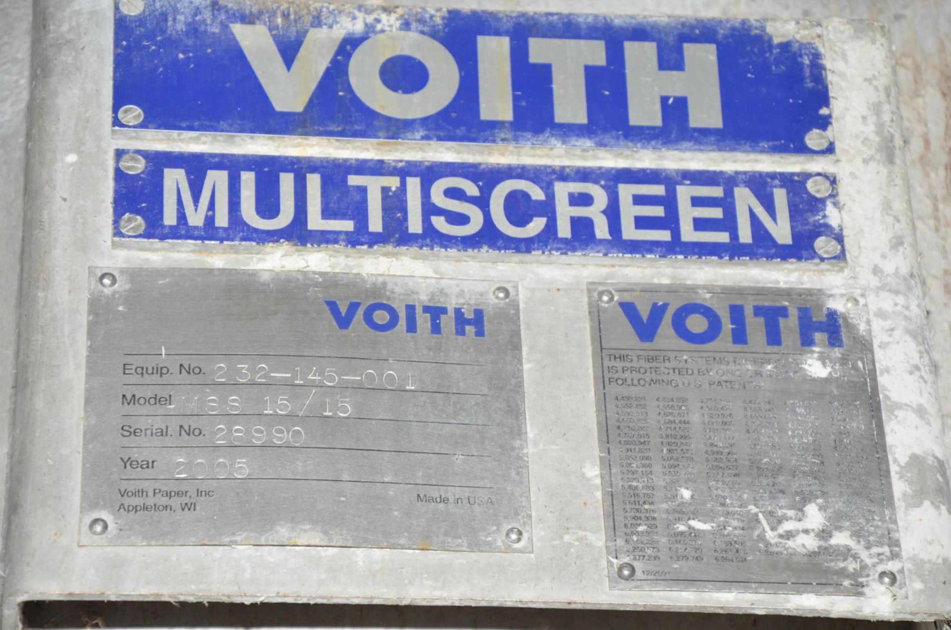 VOITH (2005) MSS 15/15 MULTISCREEN STAINLESS STEEL VERTICAL PRESSURE SCREEN WITH 0,006" SLOTTED - Image 5 of 7