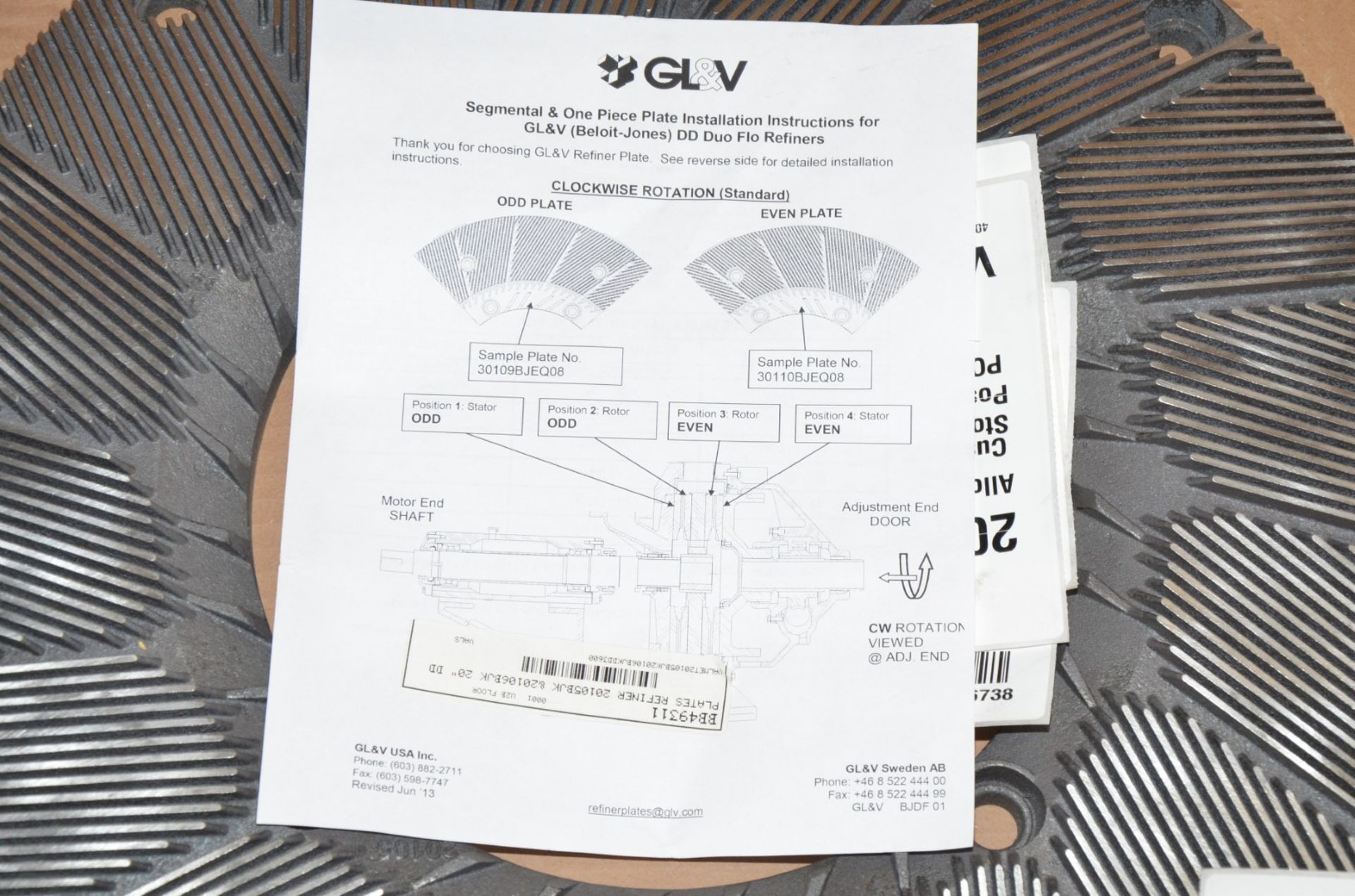 GL&V 20105BJK / 20106BJK DD SPARE 20" REFINER PLATES, CW ROTATION [RIGGING FEE FOR LOT #443A - $25 - Image 2 of 3