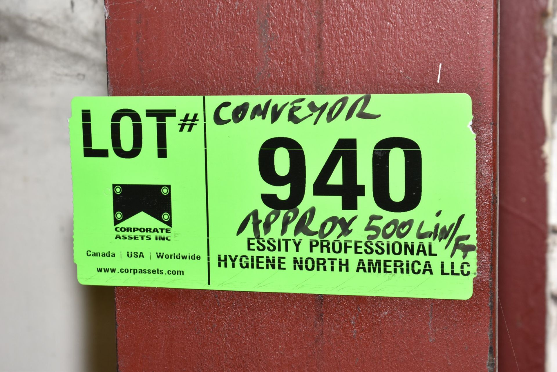 LOT/ APPROX. 500 LIN/FT TRANSPORT ROLLER CONVEYOR [RIGGING FEE FOR LOT #940 - $TBD USD PLUS - Image 5 of 5