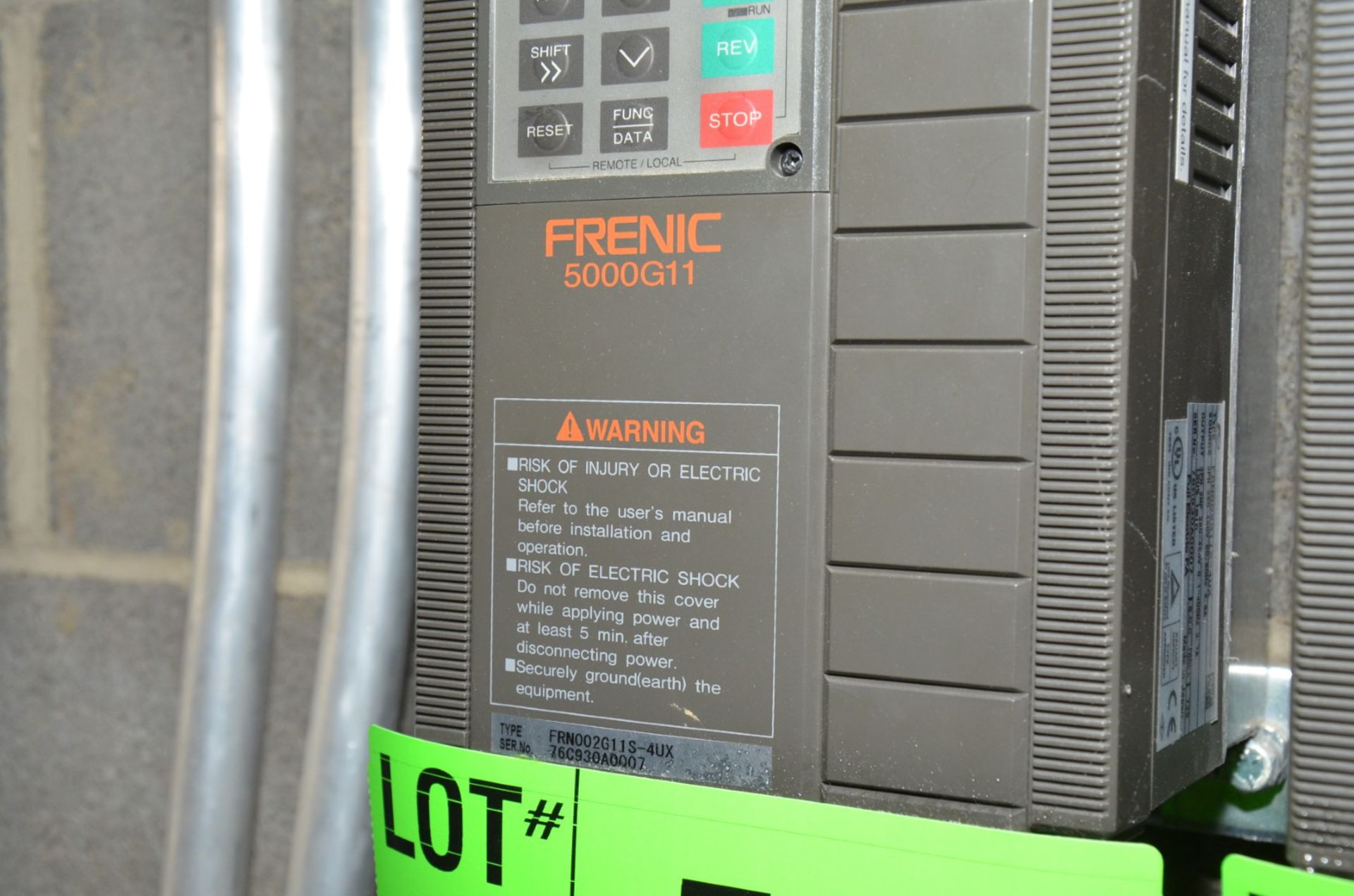 FRENIC 5000G11 FRN002G11S-4UX VFD, S/N 76C930A0007 (CI) [RIGGING FEE FOR LOT #587 - $50 USD PLUS - Image 2 of 2