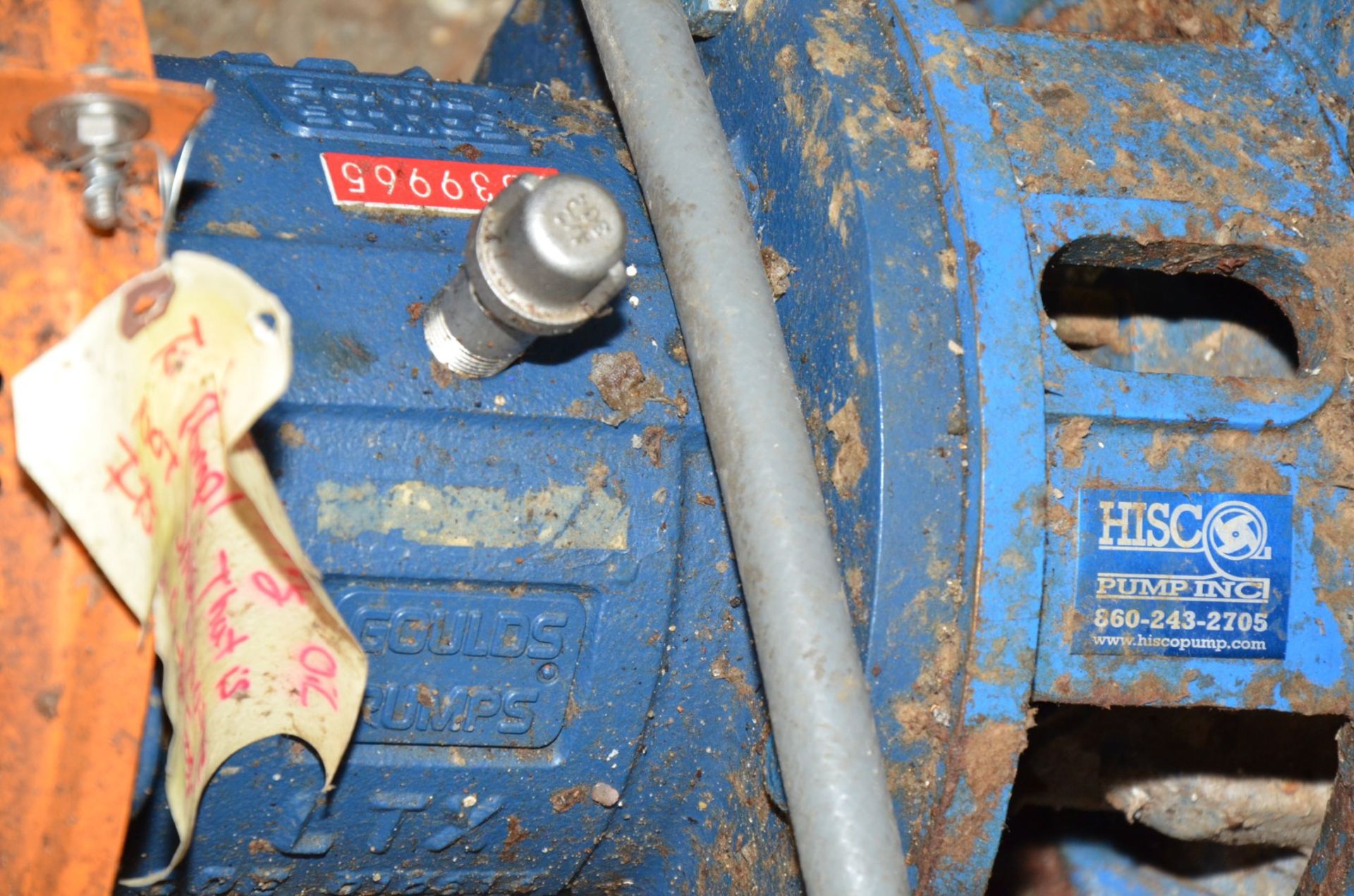 GOULDS CENTRIFUGAL PUMP WITH 50HP DRIVE MOTOR, S/N N/A (CI) [RIGGING FEE FOR LOT #489 - $350 USD - Image 2 of 3