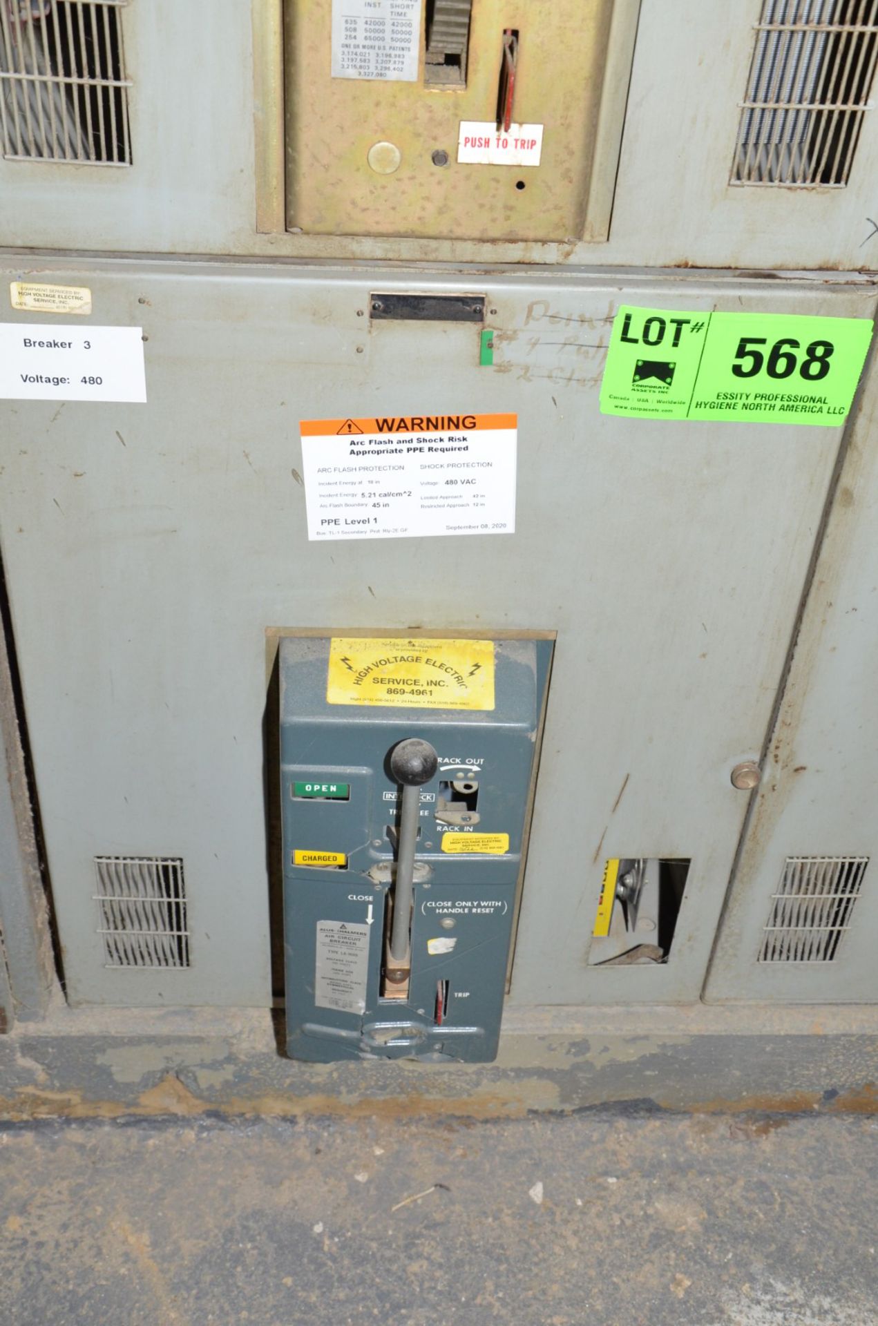 ALLIS CHALMERS BREAKER PANEL (CI) [RIGGING FEE FOR LOT #568 - $250 USD PLUS APPLICABLE TAXES]